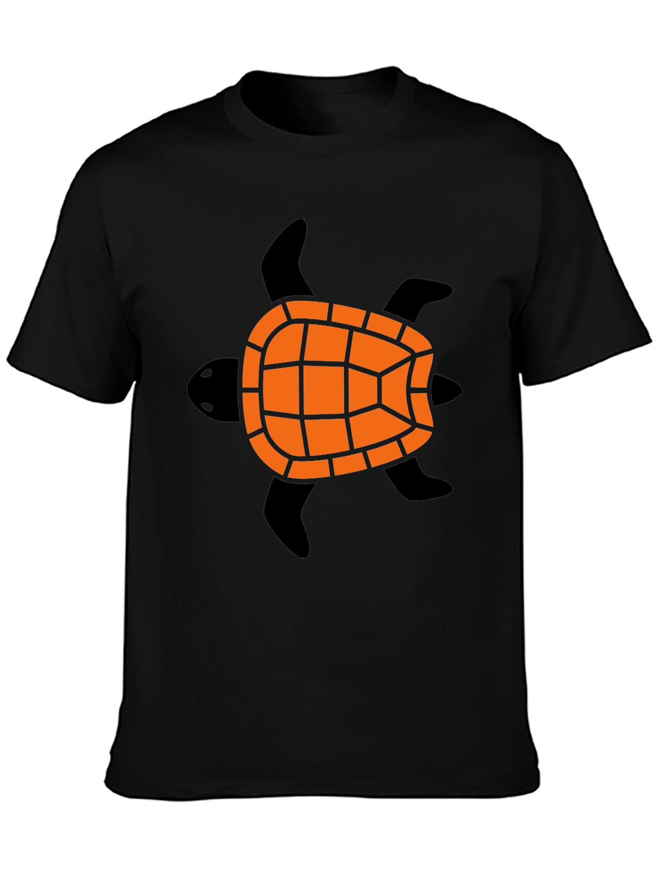 Turtle Graphic Tee - Black Cotton Blend Casual Shirt