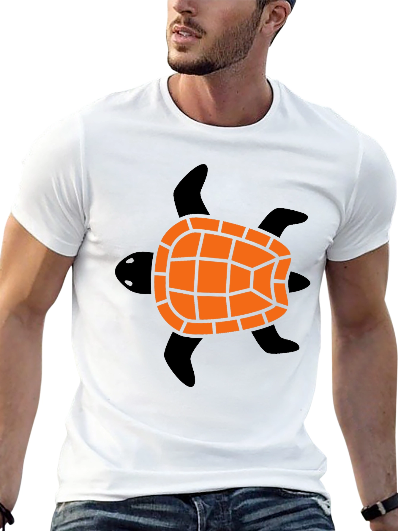 Turtle Graphic Tee - Black Cotton Blend Casual Shirt