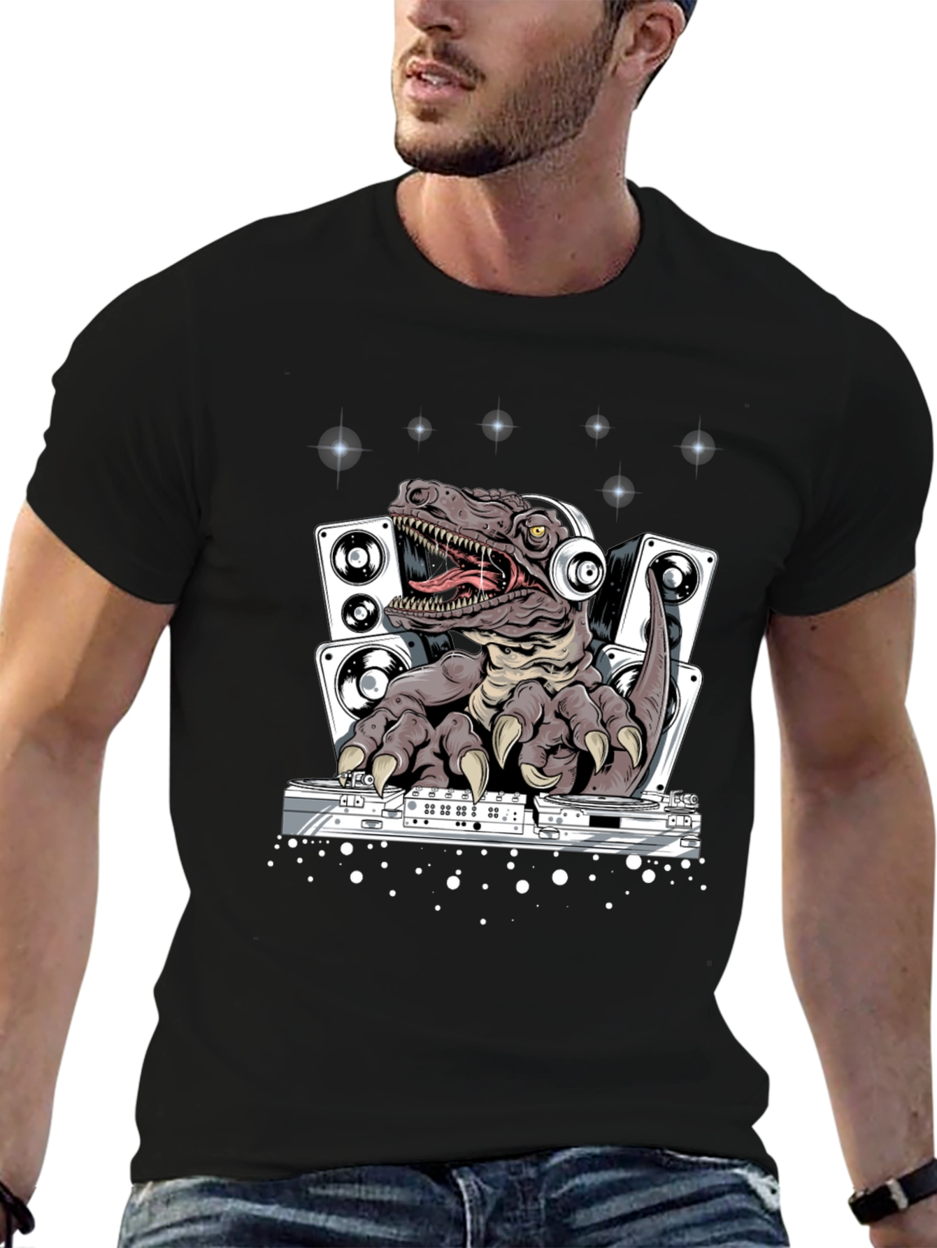 DJ Dinosaur T-Shirt - Raptor Mixing Music Tee