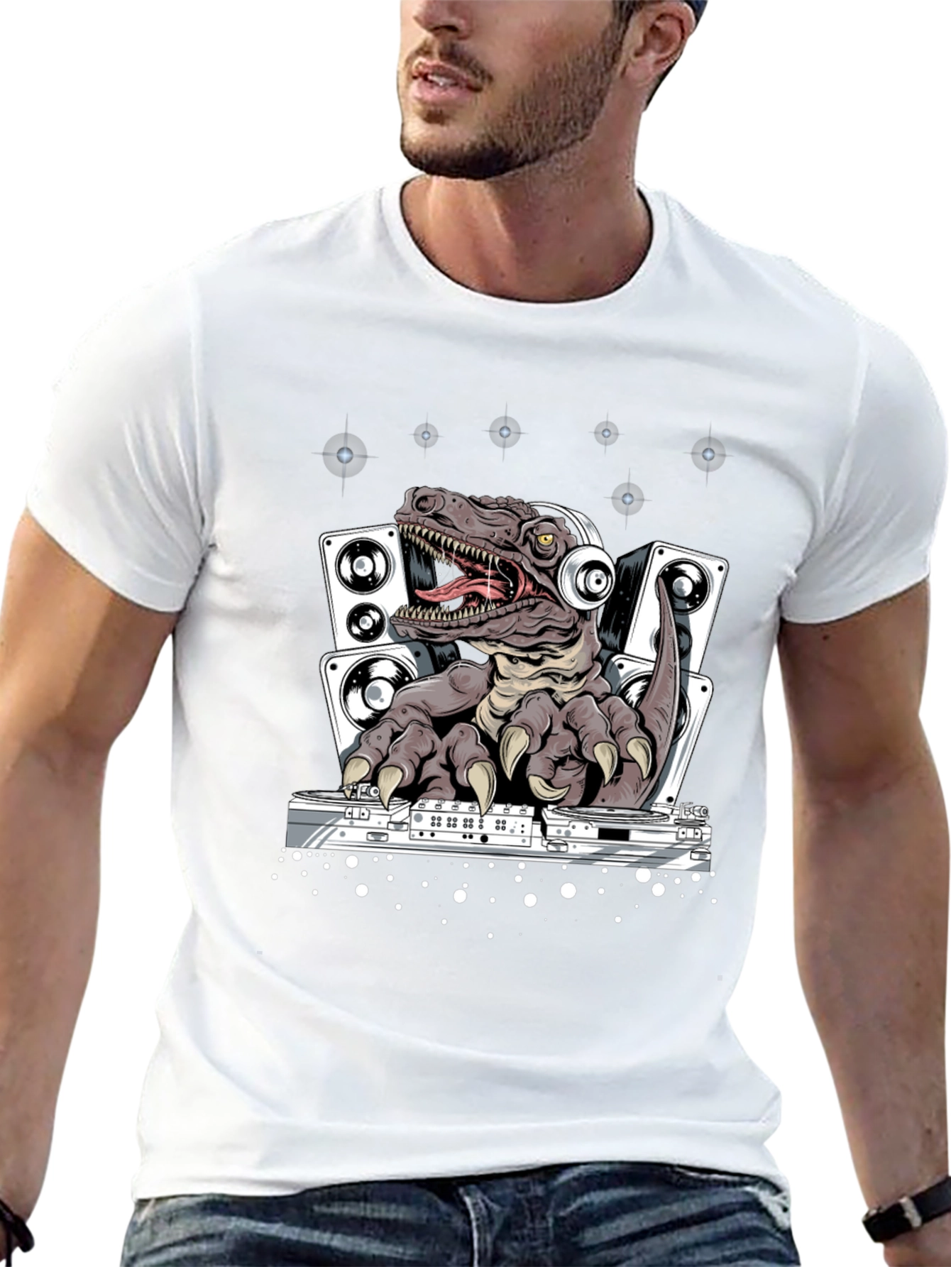DJ Dinosaur T-Shirt - Raptor Mixing Music Tee