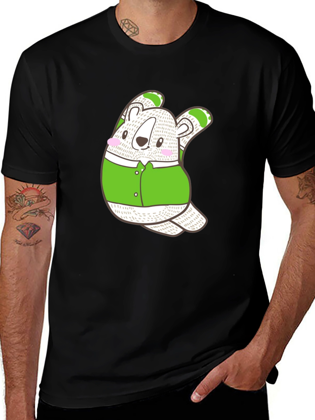 Cute Koala Bear Graphic Tee - Casual Black T-Shirt