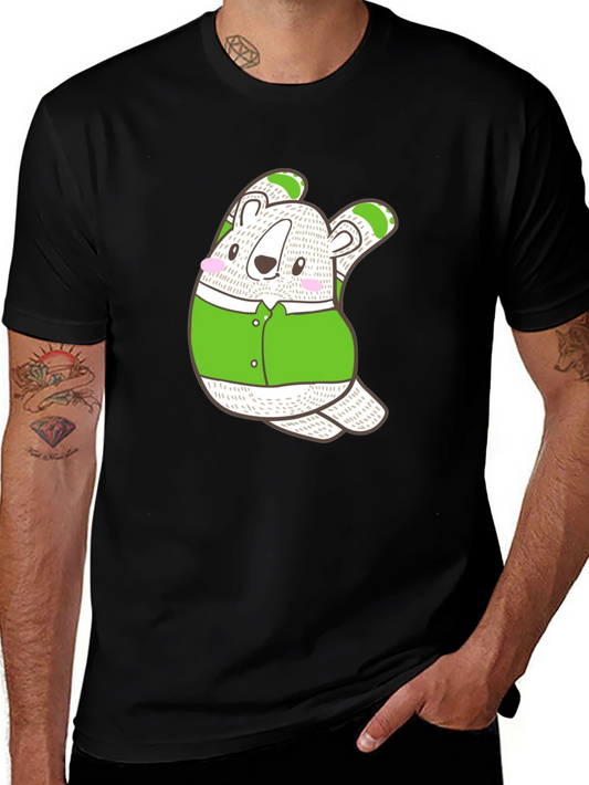 Cute Koala Bear Graphic Tee - Casual Black T-Shirt