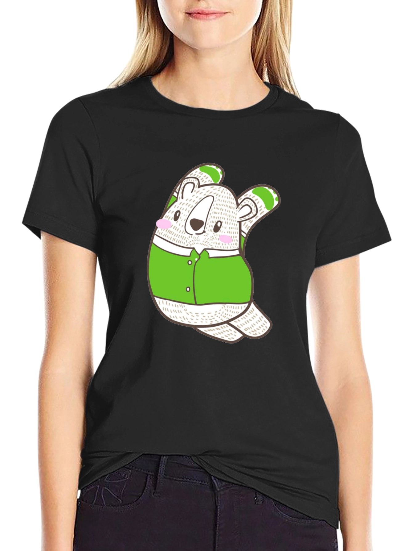 Cute Koala Bear Graphic Tee - Casual Black T-Shirt