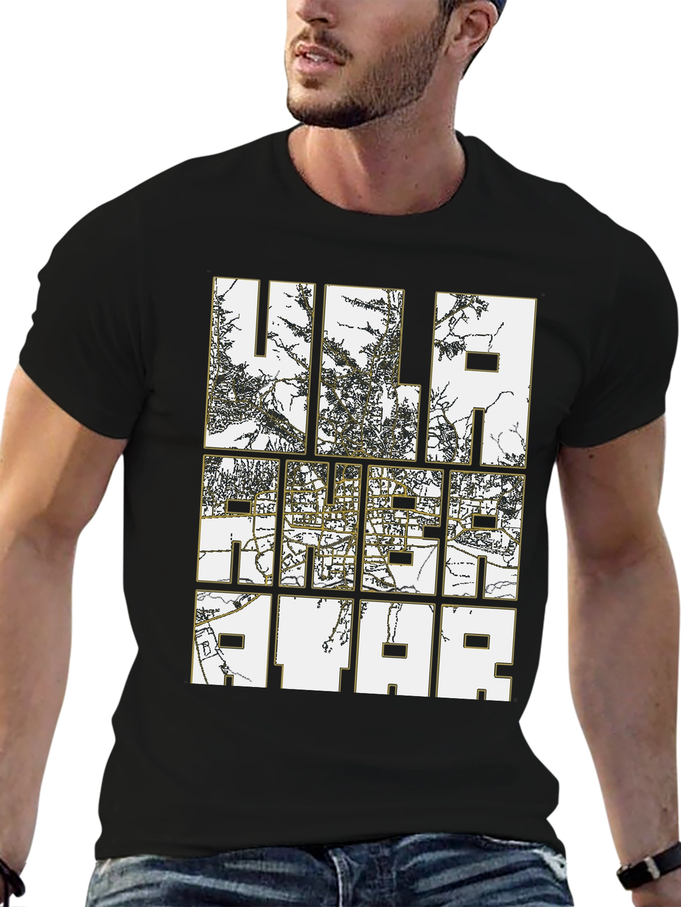 Urban Map Graphic Tee - Stylish Black T-Shirt