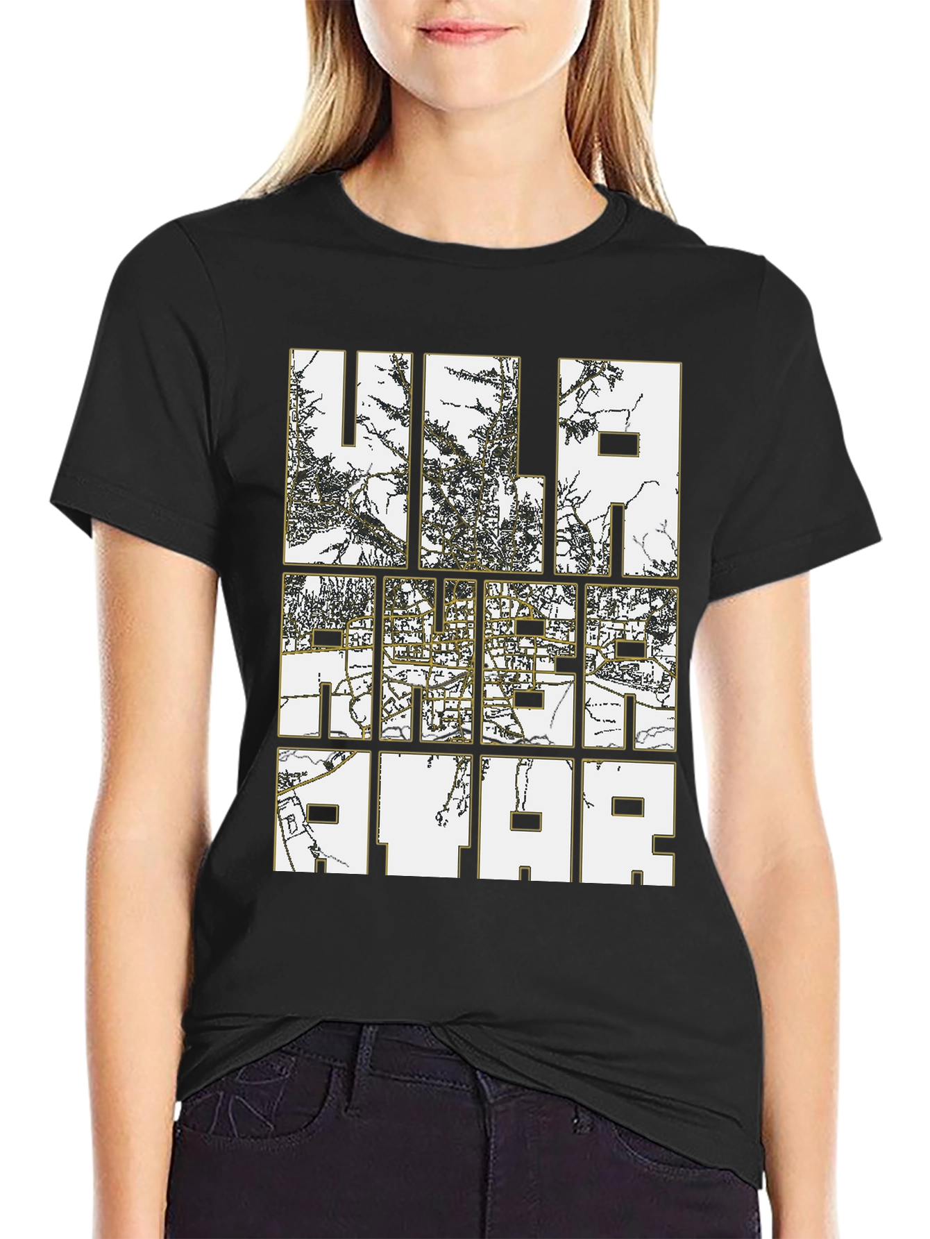 Urban Map Graphic Tee - Stylish Black T-Shirt