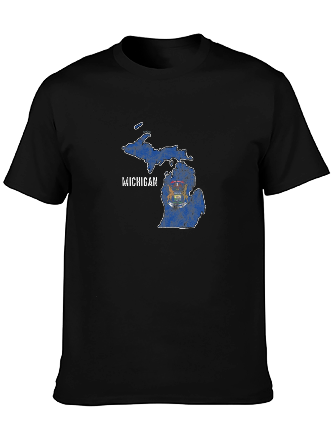 Michigan State Flag Graphic T-Shirt - Black