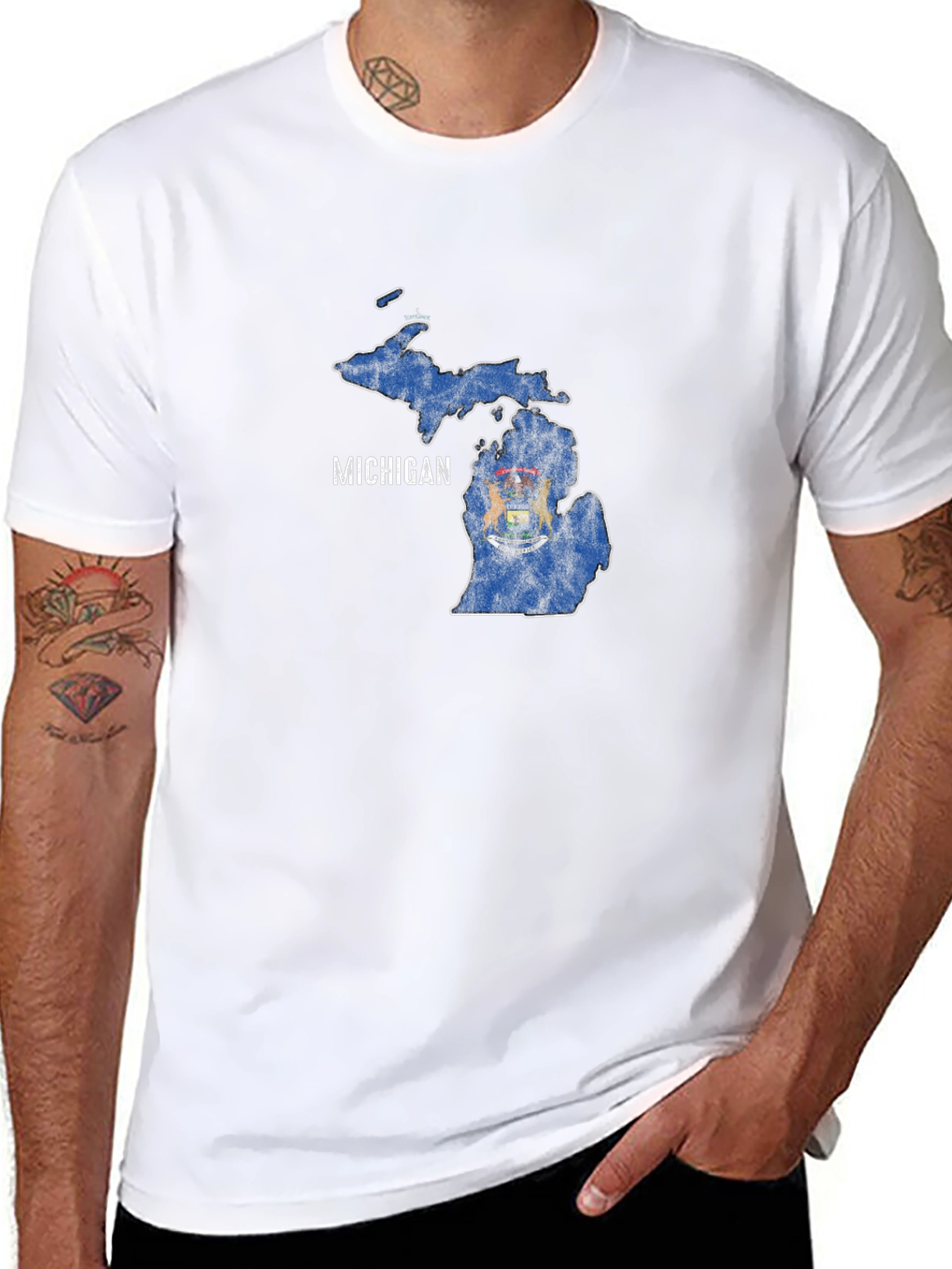 Michigan State Flag Graphic T-Shirt - Black