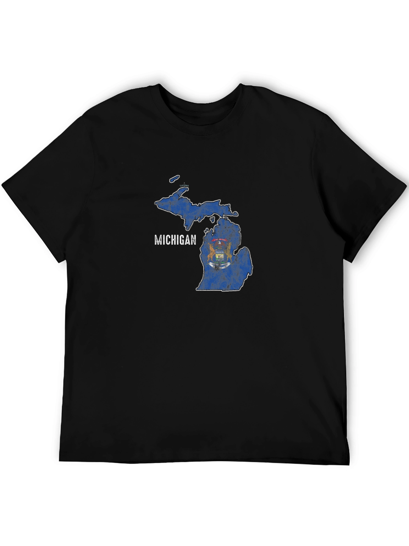 Michigan State Flag Graphic T-Shirt - Black