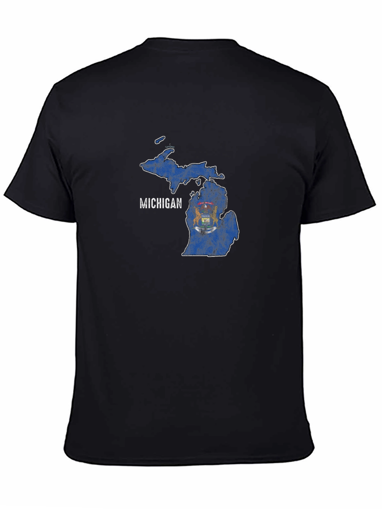 Michigan State Flag Graphic T-Shirt - Black