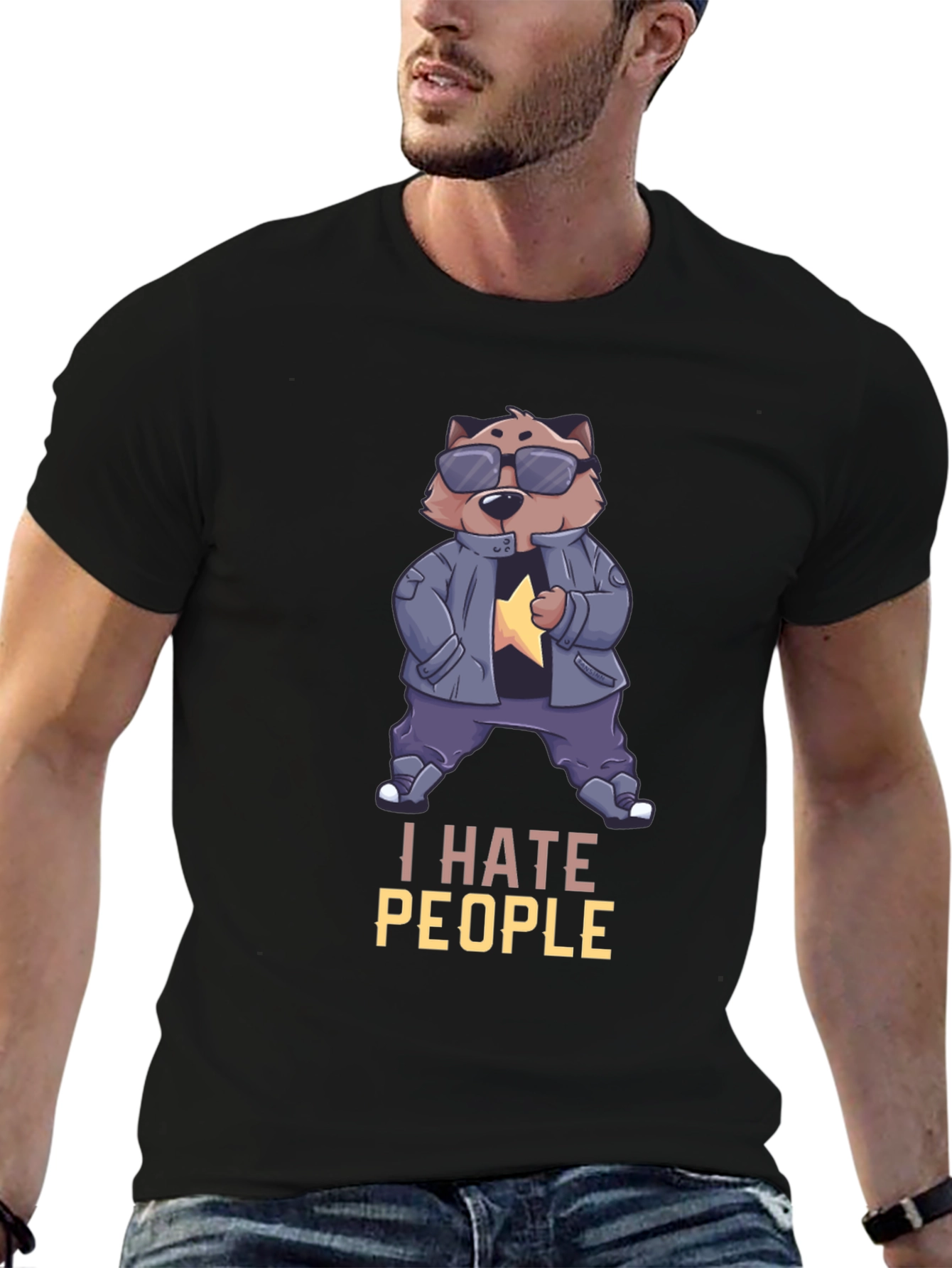 I Hate People Bear Graphic Tee