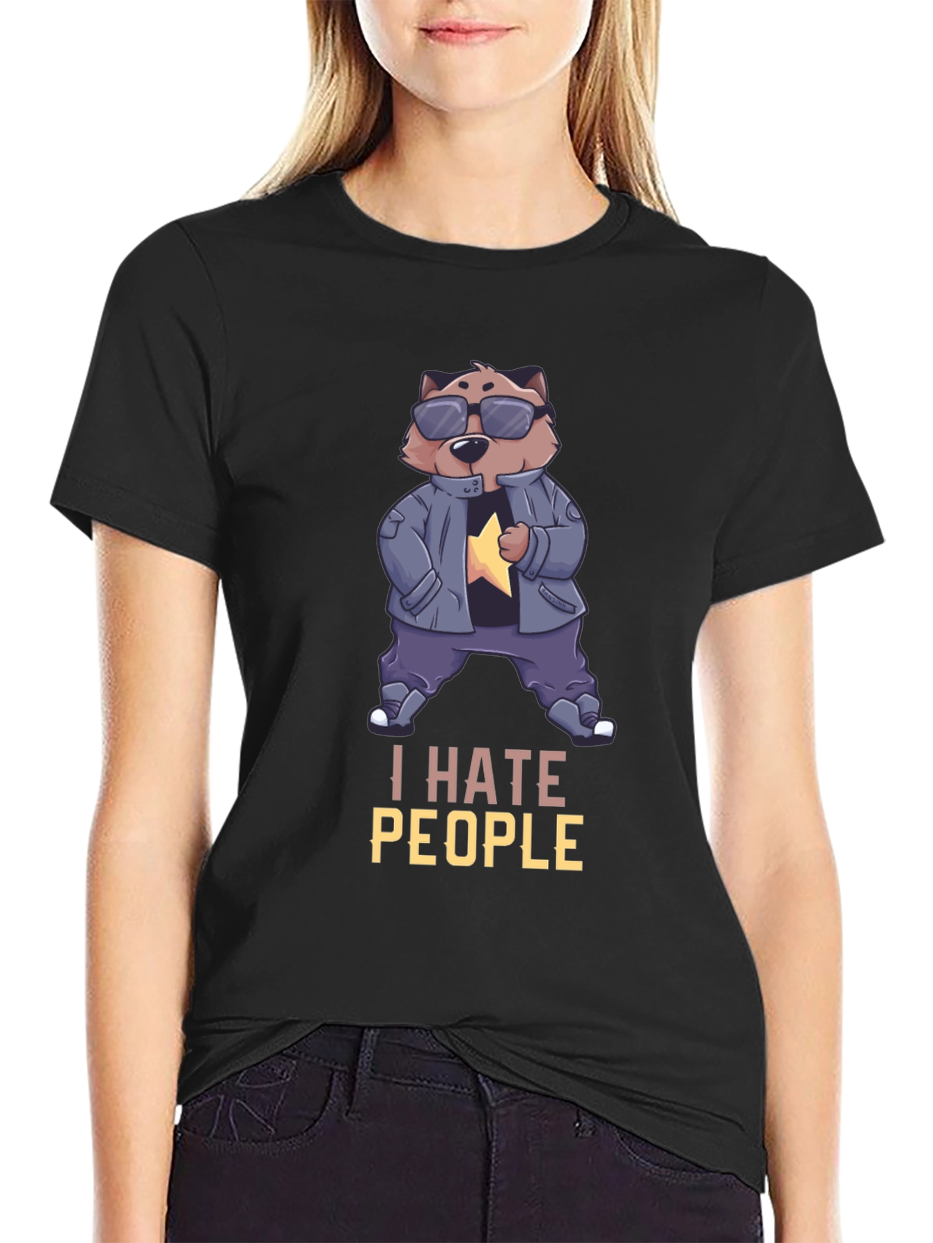 I Hate People Bear Graphic Tee