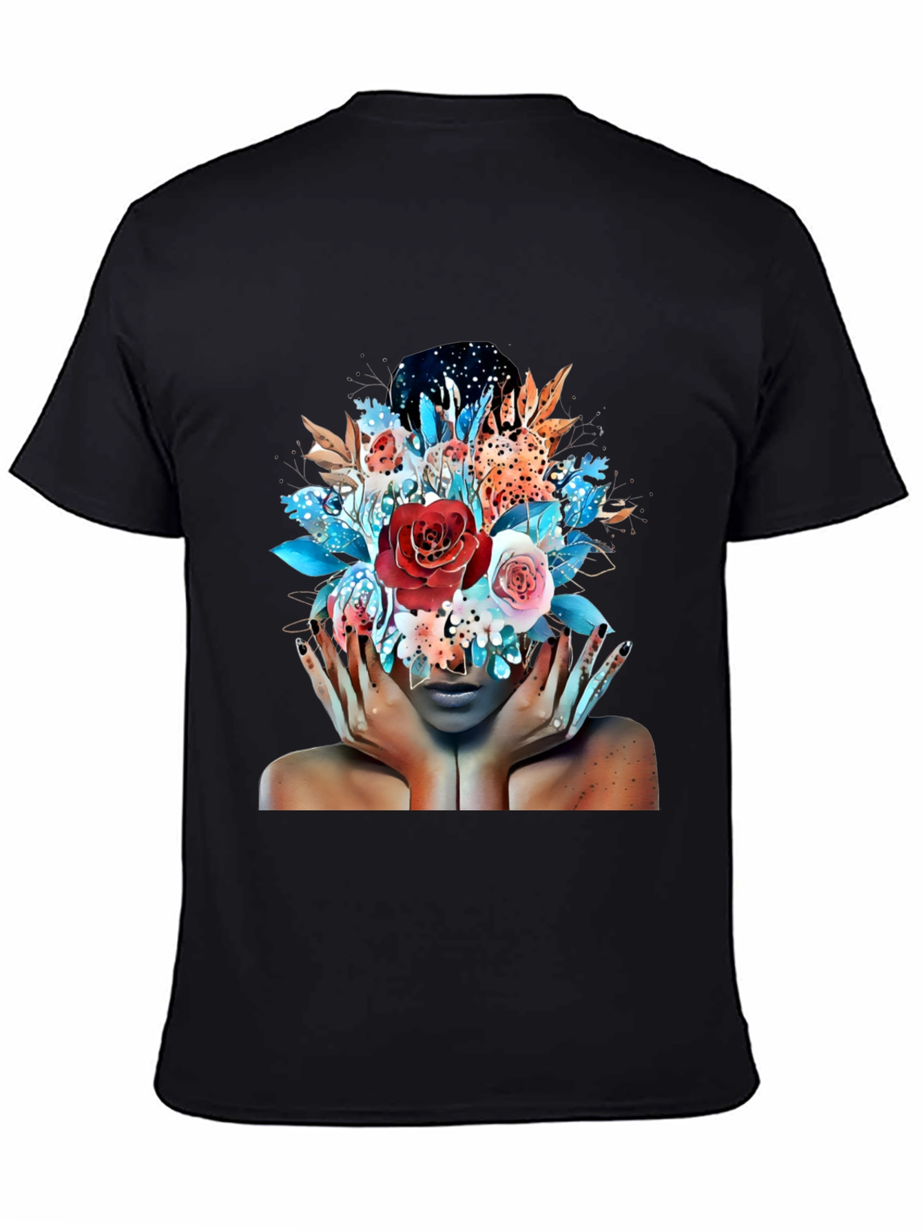 Floral Fantasy Graphic Tee - Artistic Woman Print