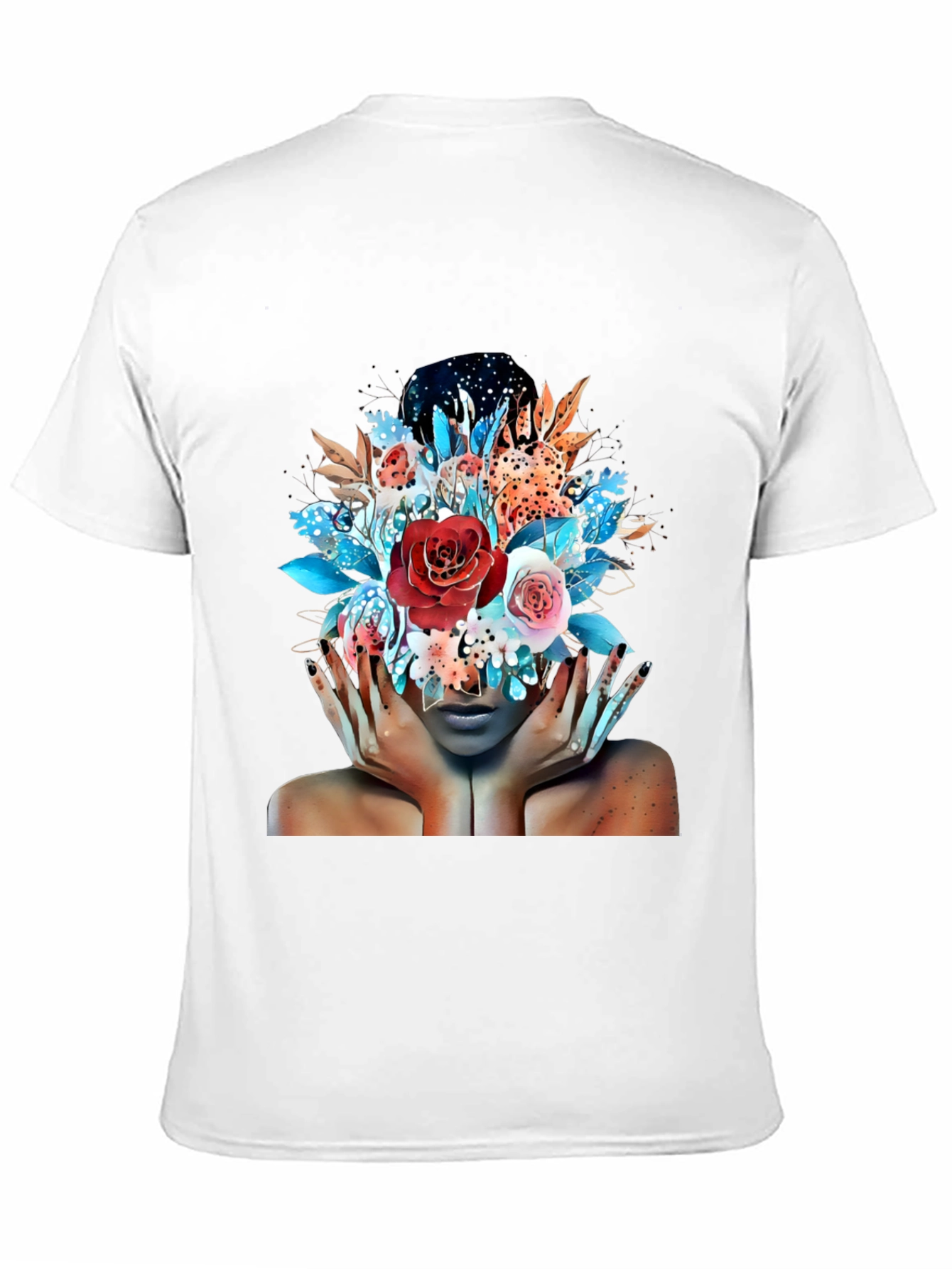 Floral Fantasy Graphic Tee - Artistic Woman Print