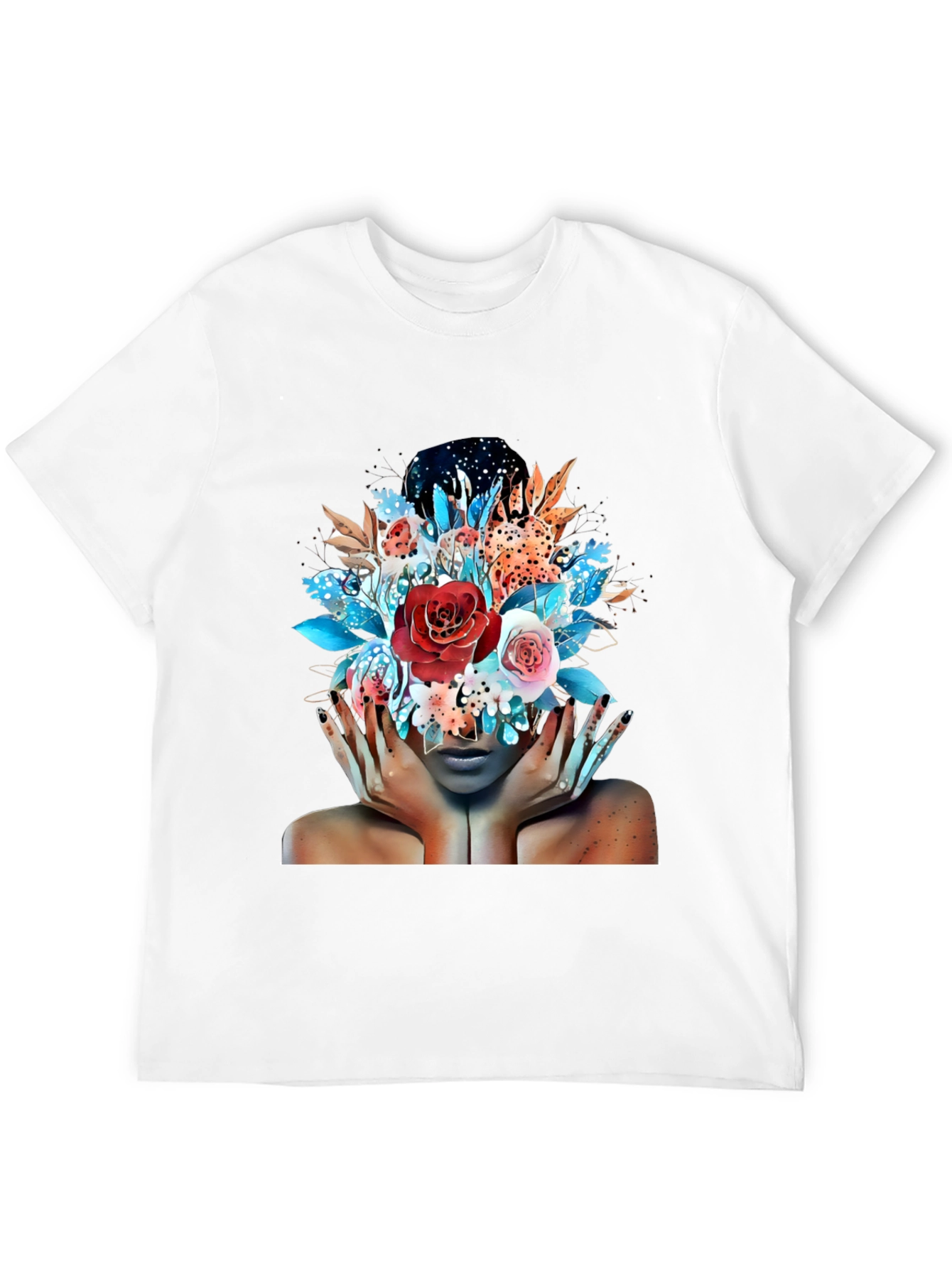 Floral Fantasy Graphic Tee - Artistic Woman Print