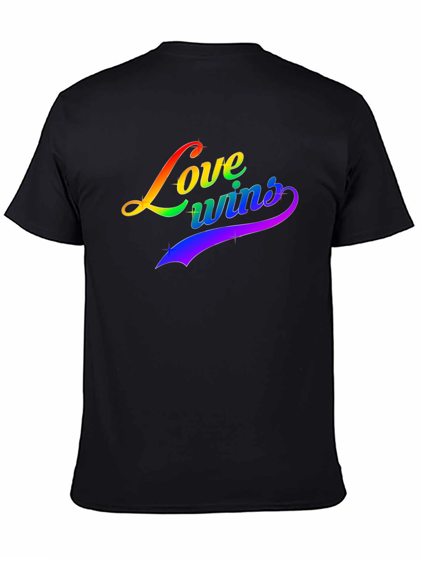 Love Wins Rainbow Graphic Black T-Shirt