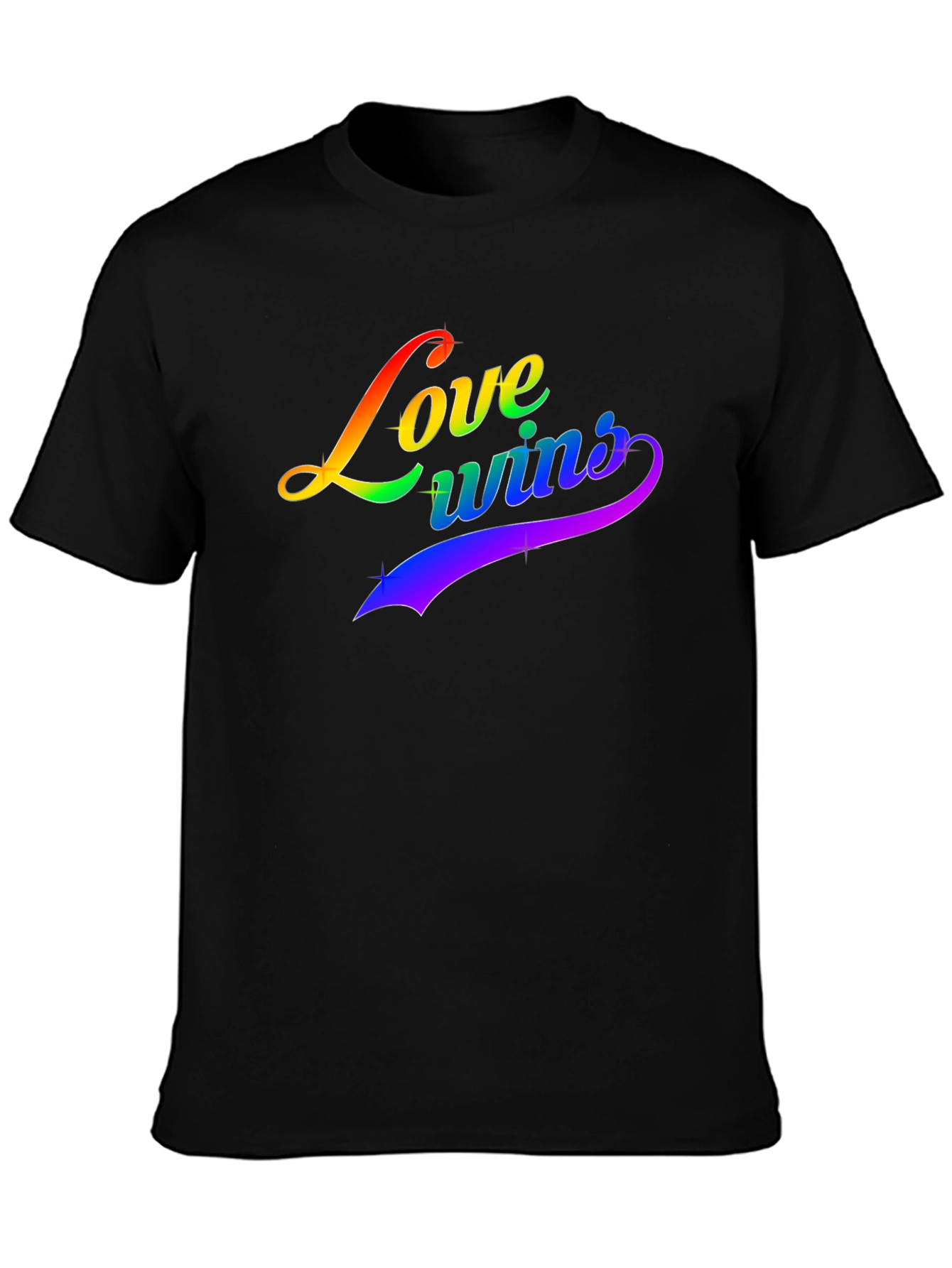 Love Wins Rainbow Graphic Black T-Shirt