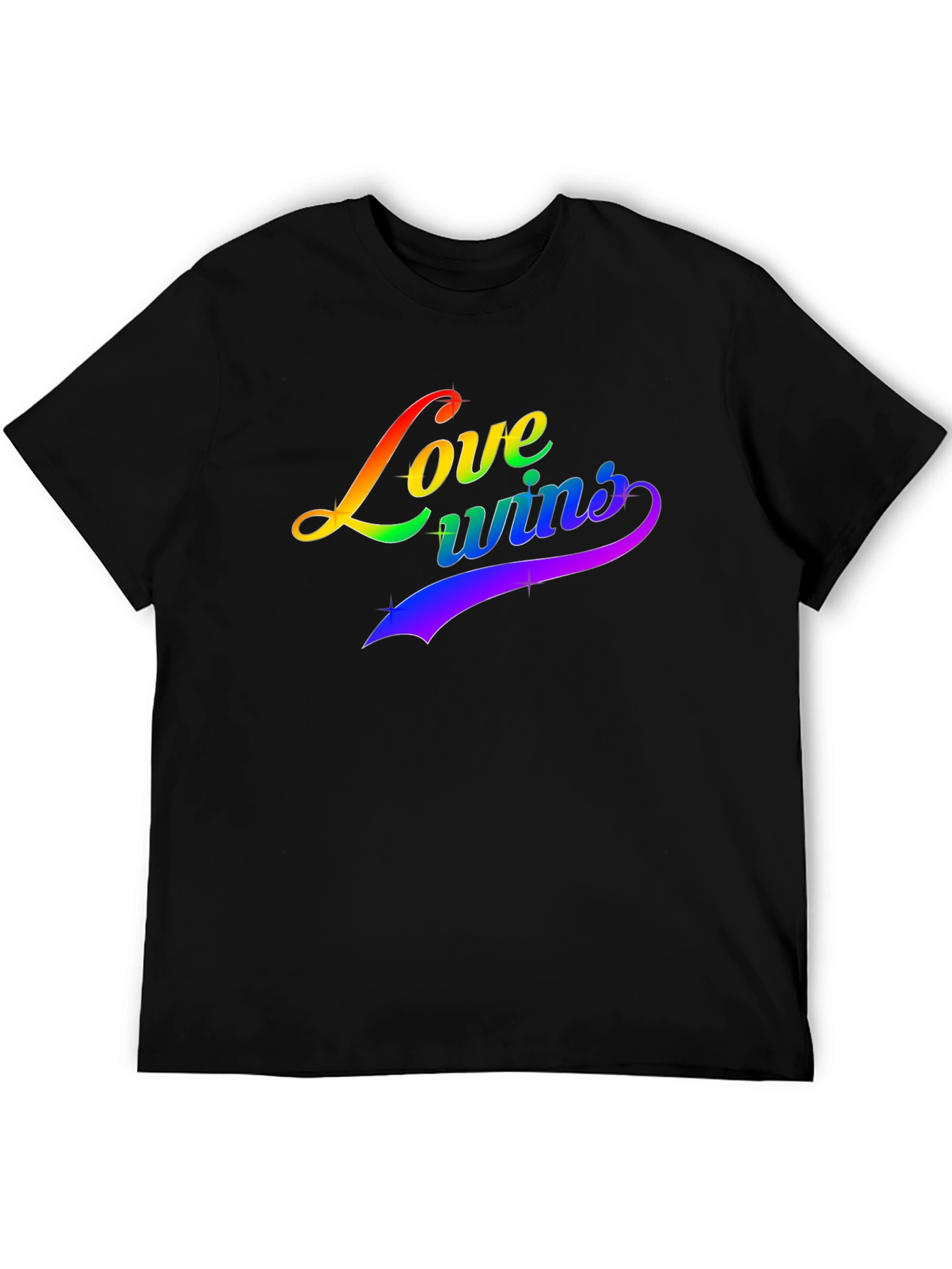 Love Wins Rainbow Graphic Black T-Shirt