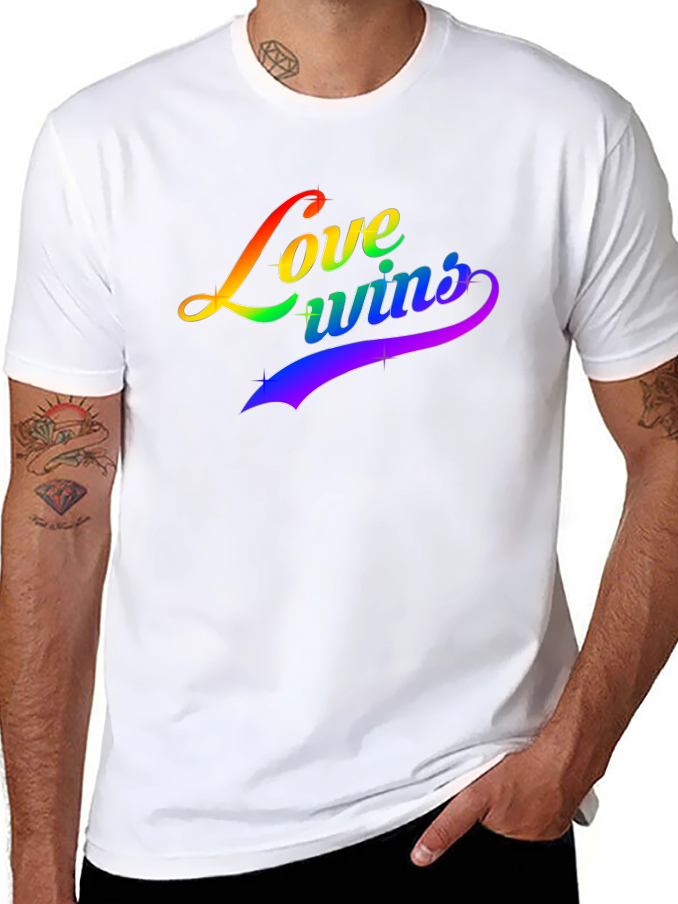 Love Wins Rainbow Graphic Black T-Shirt