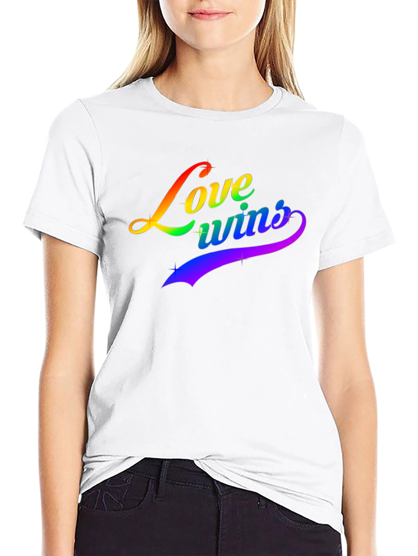 Love Wins Rainbow Graphic Black T-Shirt