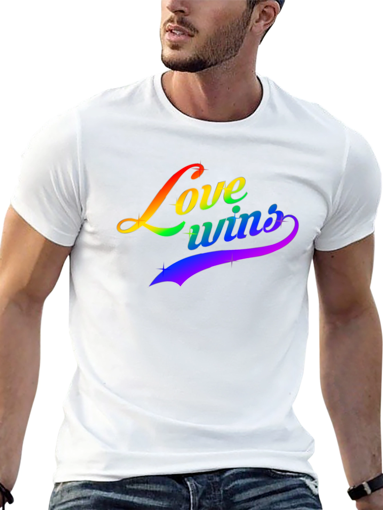 Love Wins Rainbow Graphic Black T-Shirt