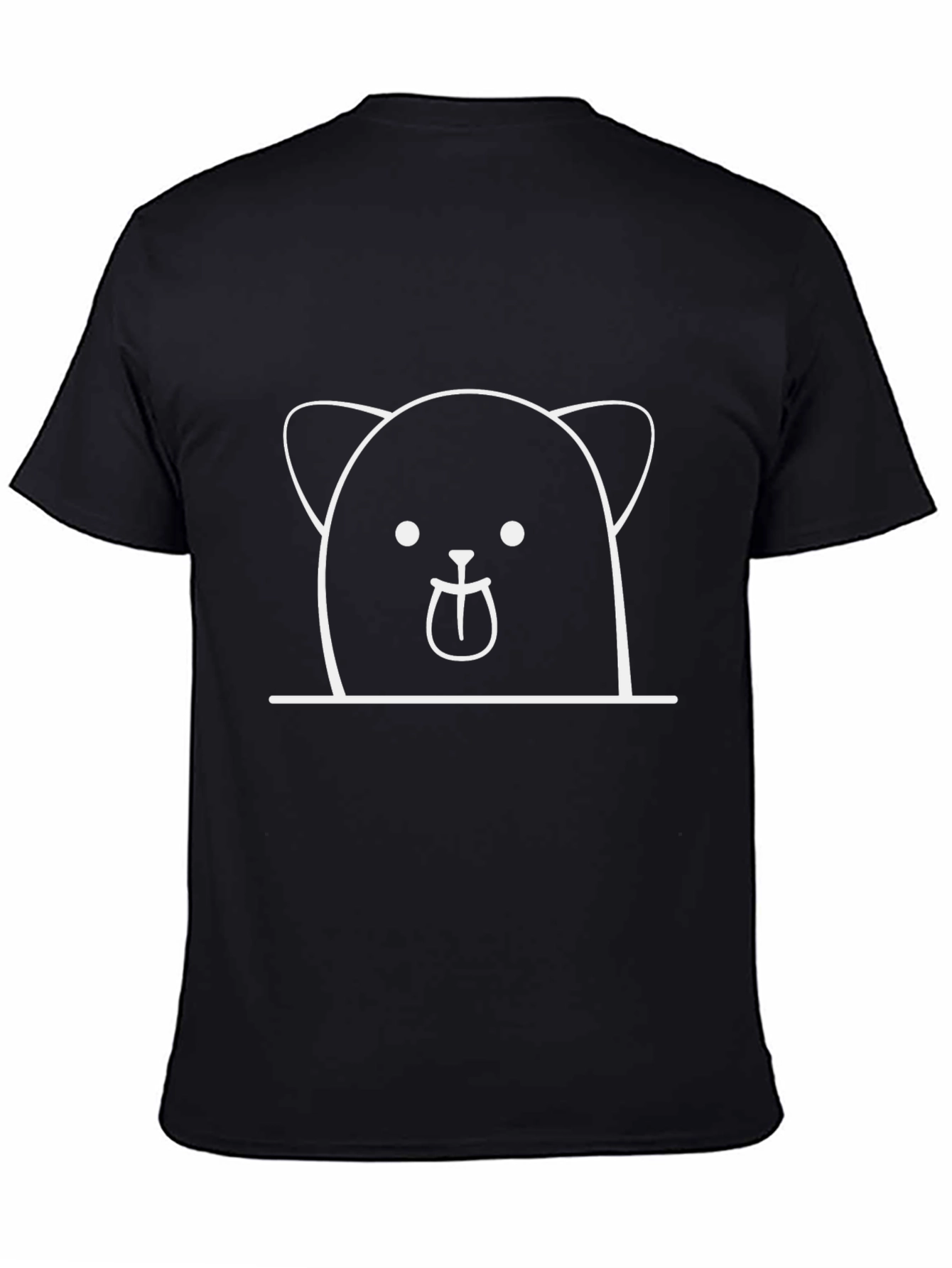 Cute Bear Tongue Out Graphic Tee - Black
