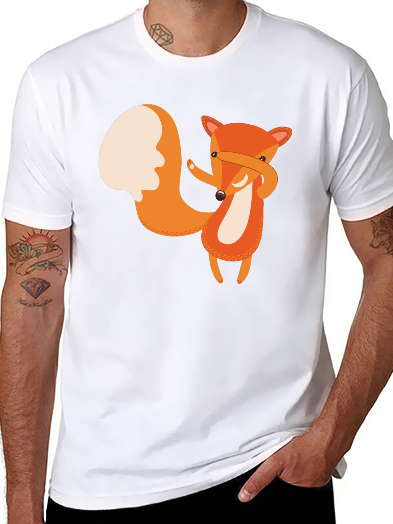 Dabbing Fox Graphic Tee - Black Cotton T-Shirt