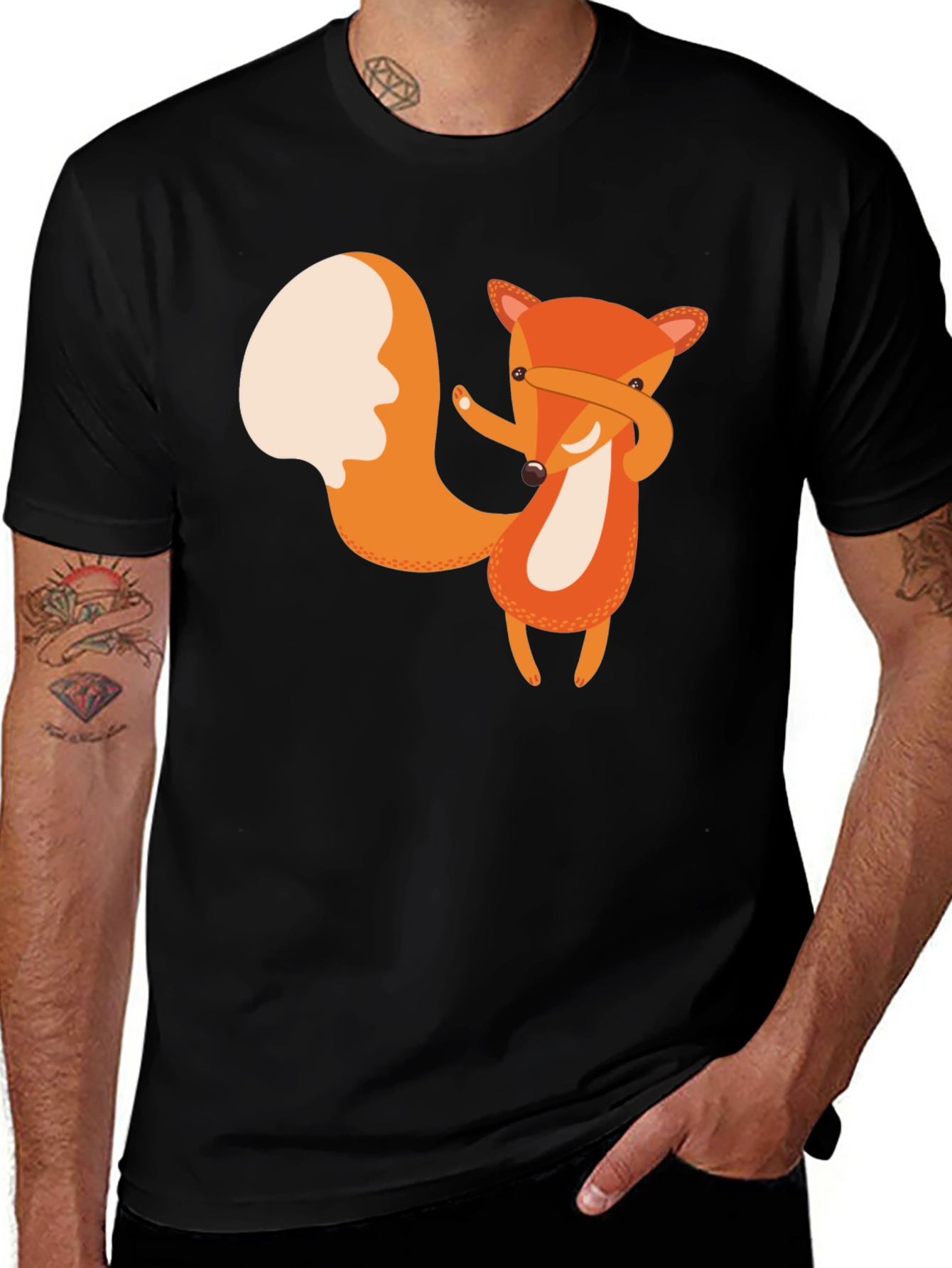 Dabbing Fox Graphic Tee - Black Cotton T-Shirt