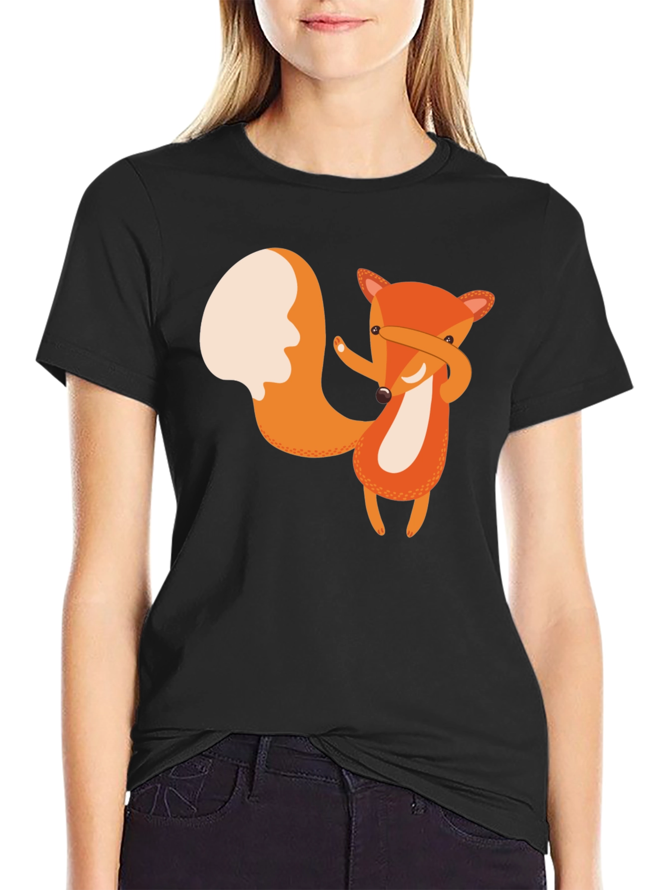 Dabbing Fox Graphic Tee - Black Cotton T-Shirt