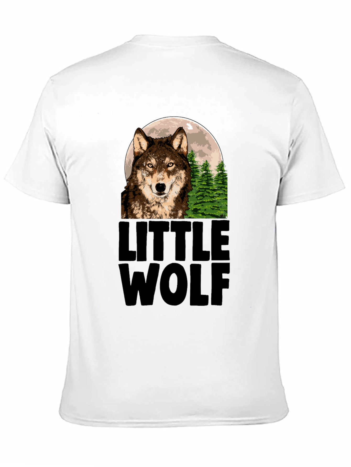 Little Wolf Graphic Print Black T-Shirt