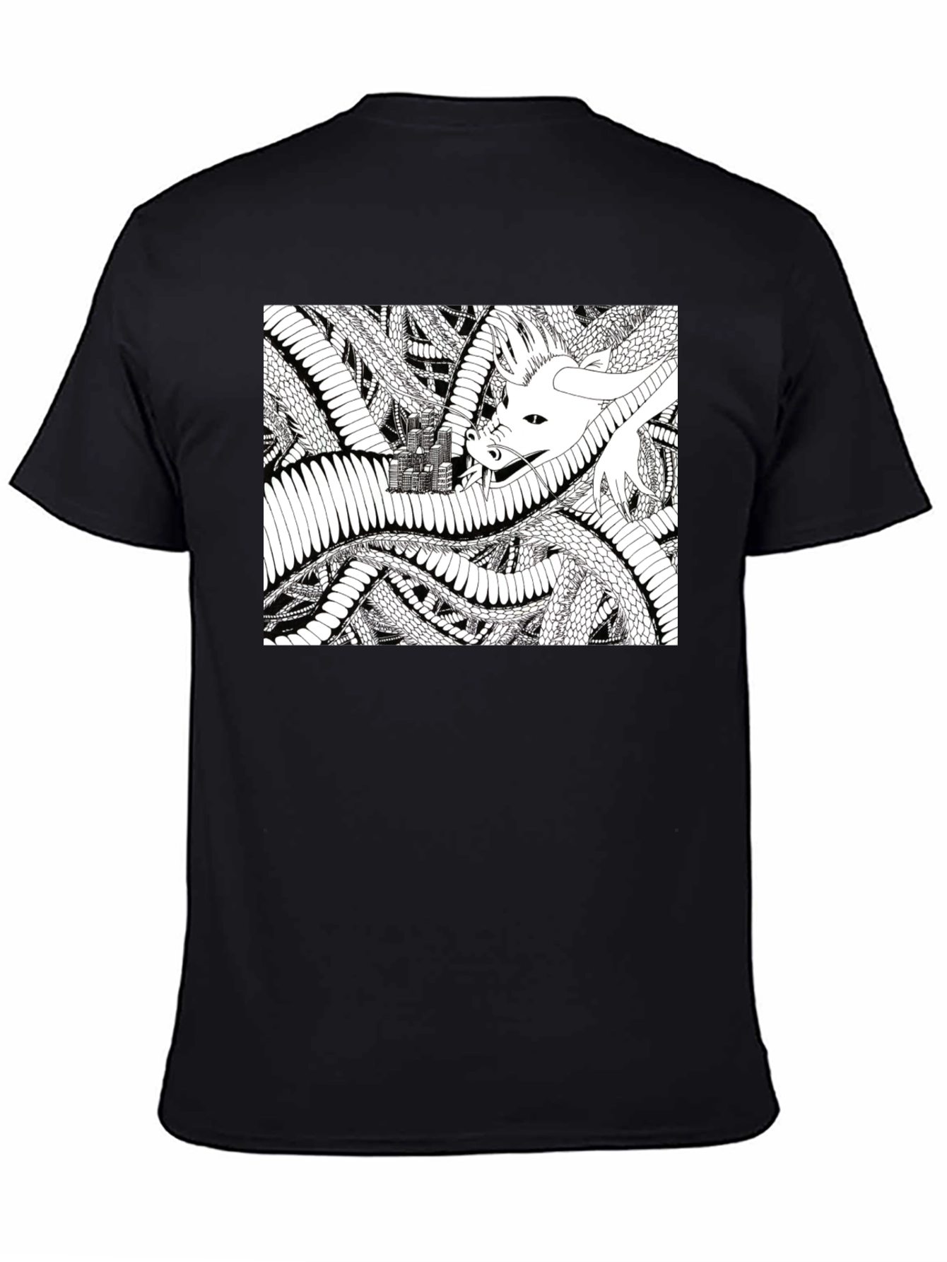 Dragon Castle Graphic Tee - Black Cotton T-Shirt