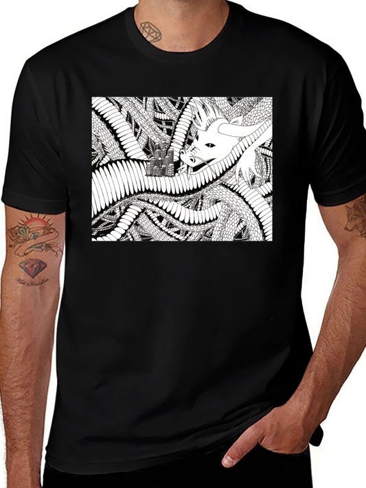 Dragon Castle Graphic Tee - Black Cotton T-Shirt