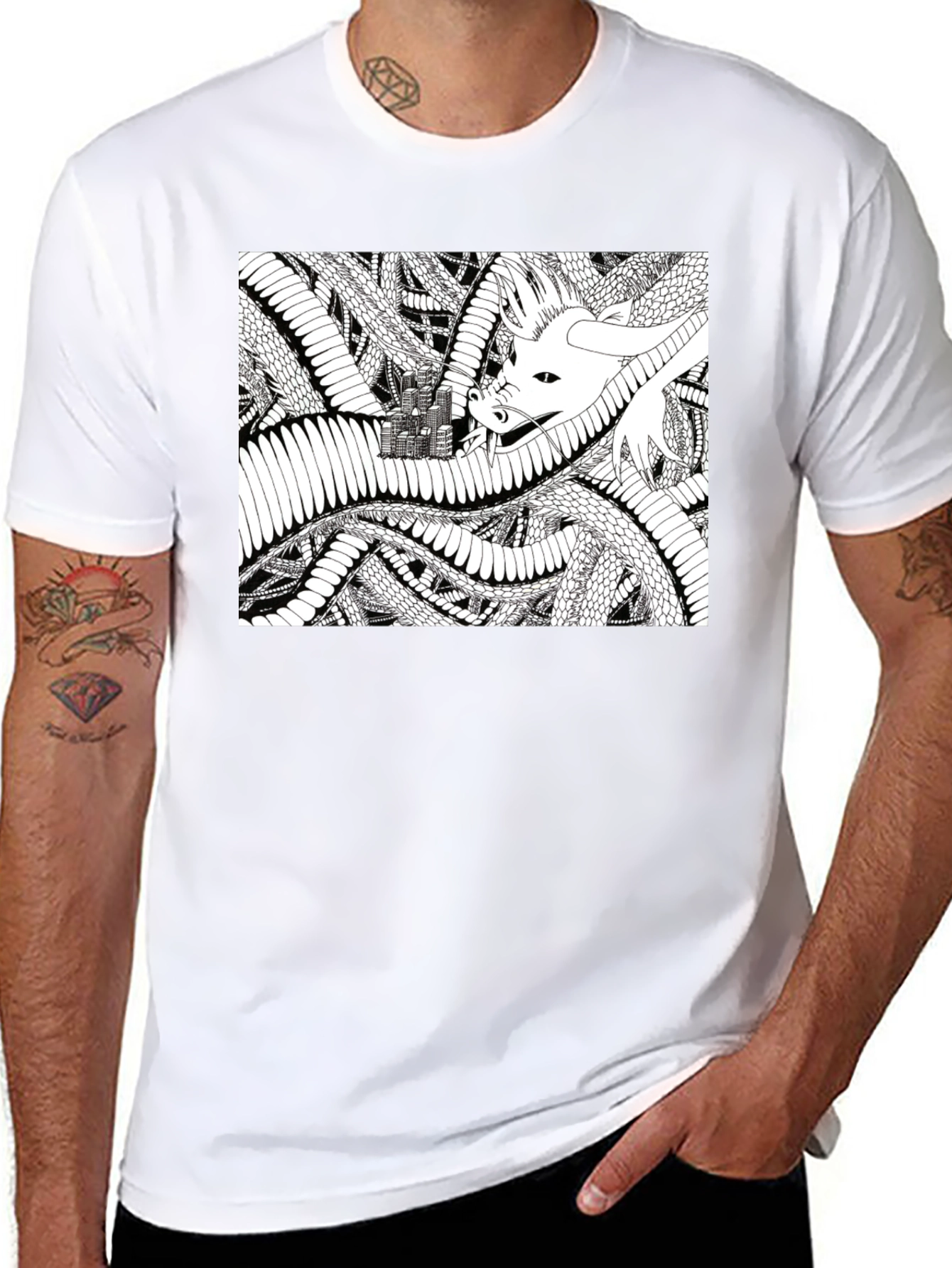 Dragon Castle Graphic Tee - Black Cotton T-Shirt