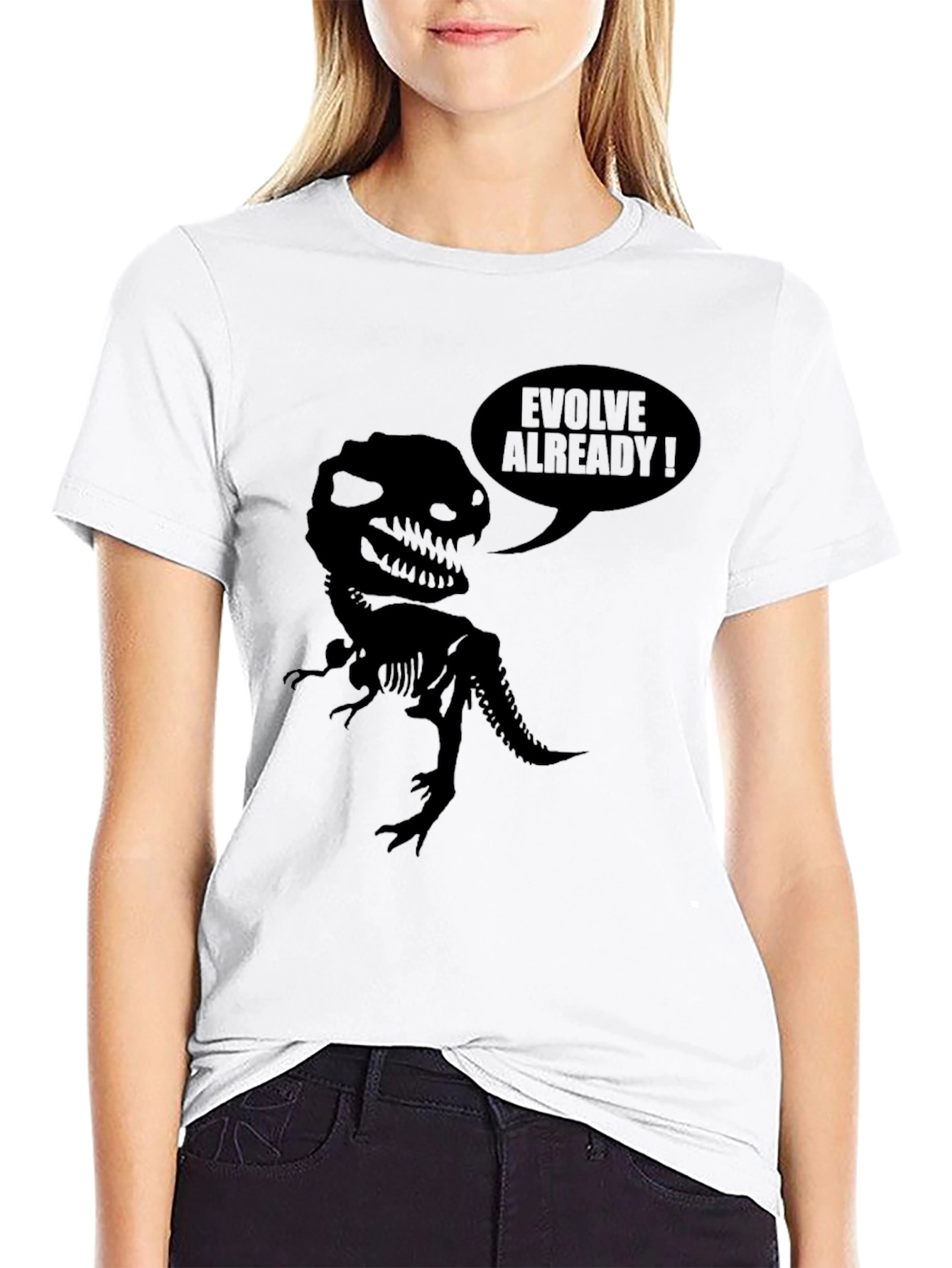 Evolve Already Dinosaur Black T-Shirt