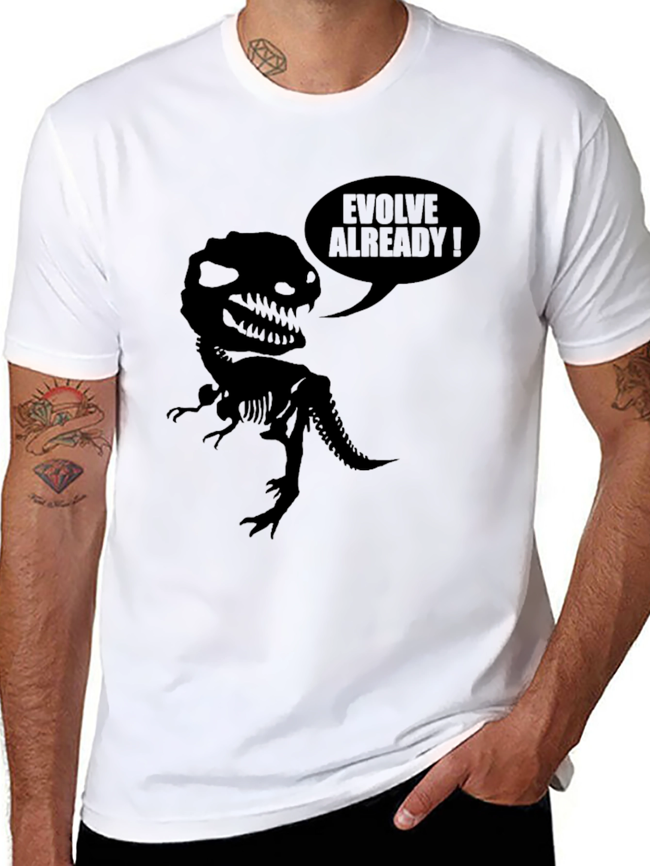 Evolve Already Dinosaur Black T-Shirt