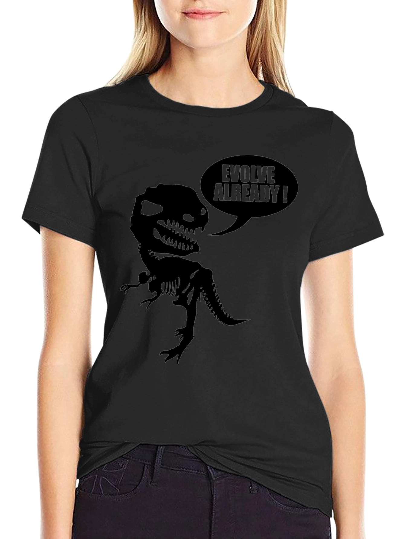 Evolve Already Dinosaur Black T-Shirt