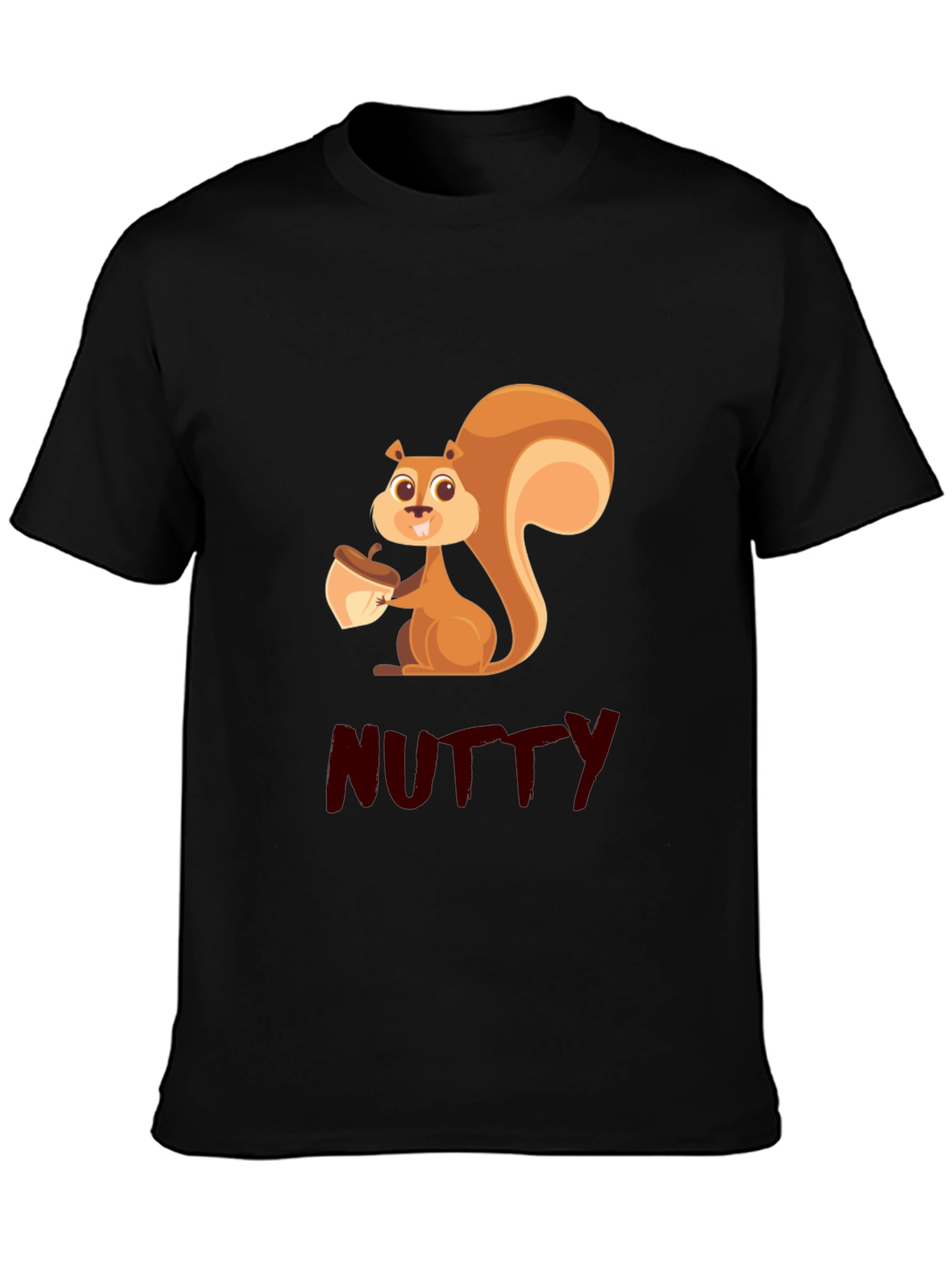 Nutty Squirrel Graphic Tee - Black Cotton T-Shirt