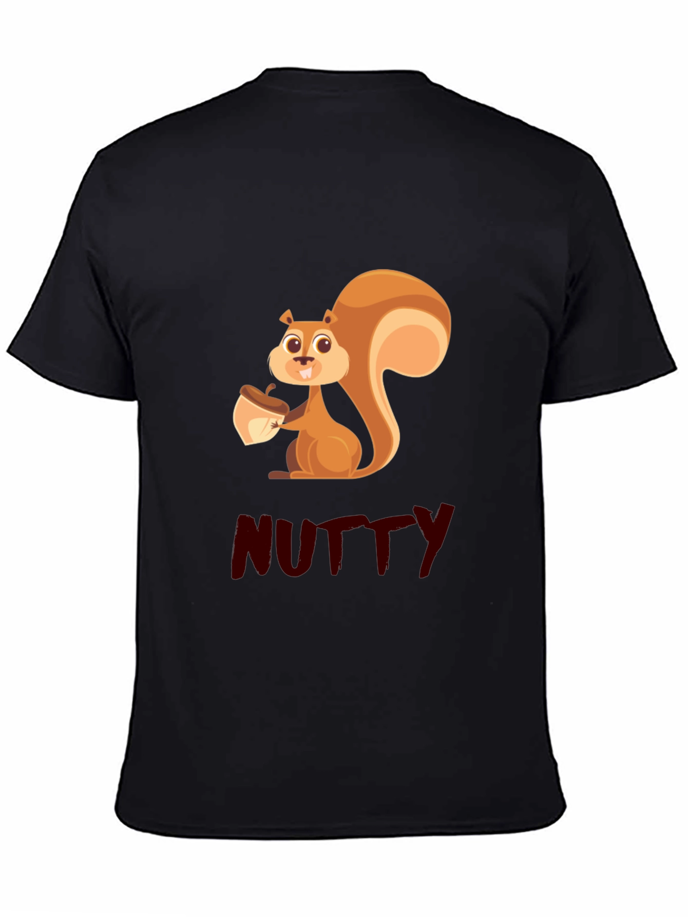 Nutty Squirrel Graphic Tee - Black Cotton T-Shirt