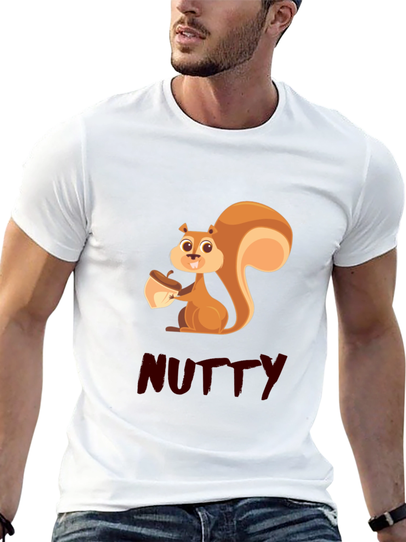 Nutty Squirrel Graphic Tee - Black Cotton T-Shirt