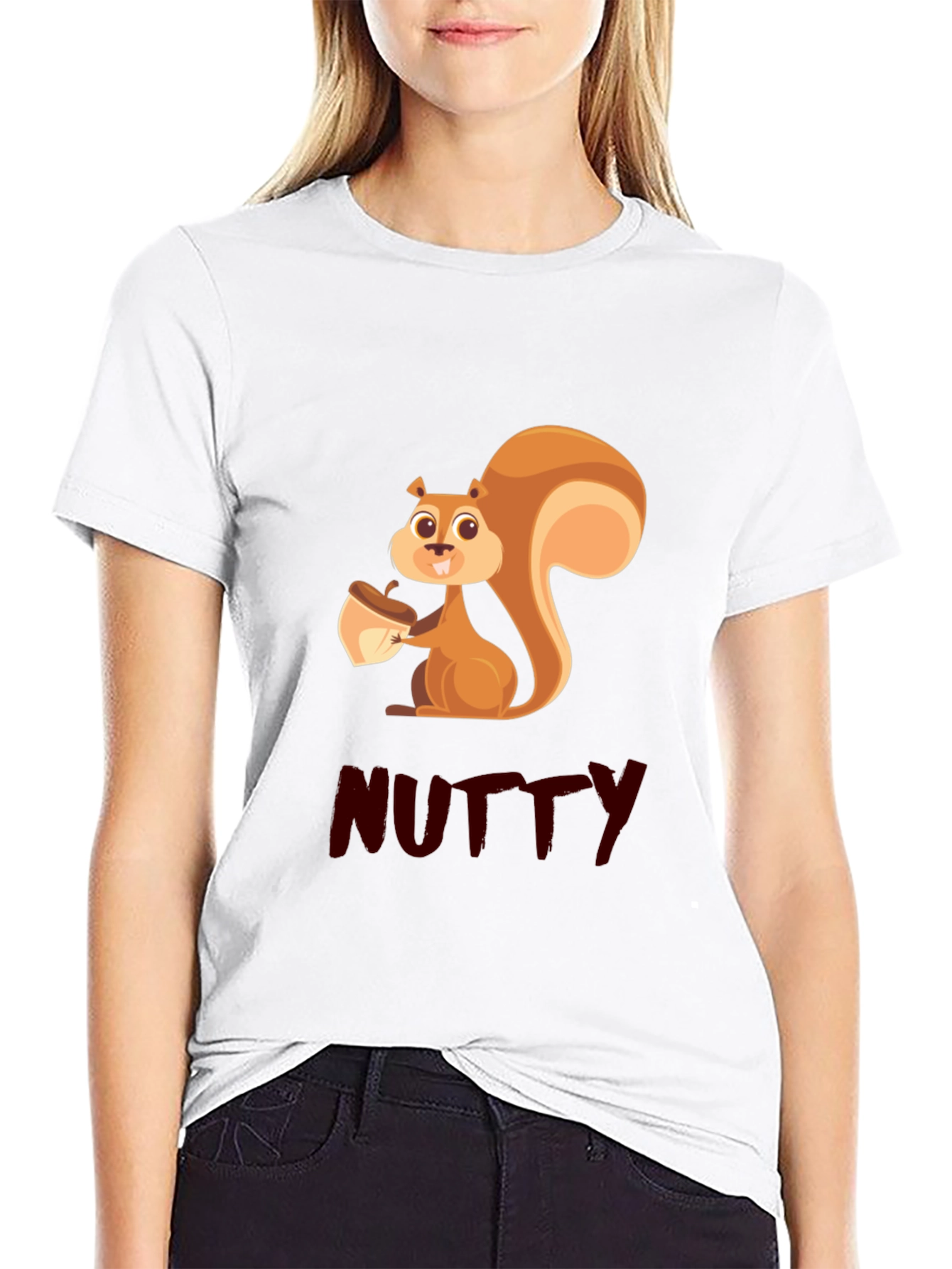 Nutty Squirrel Graphic Tee - Black Cotton T-Shirt