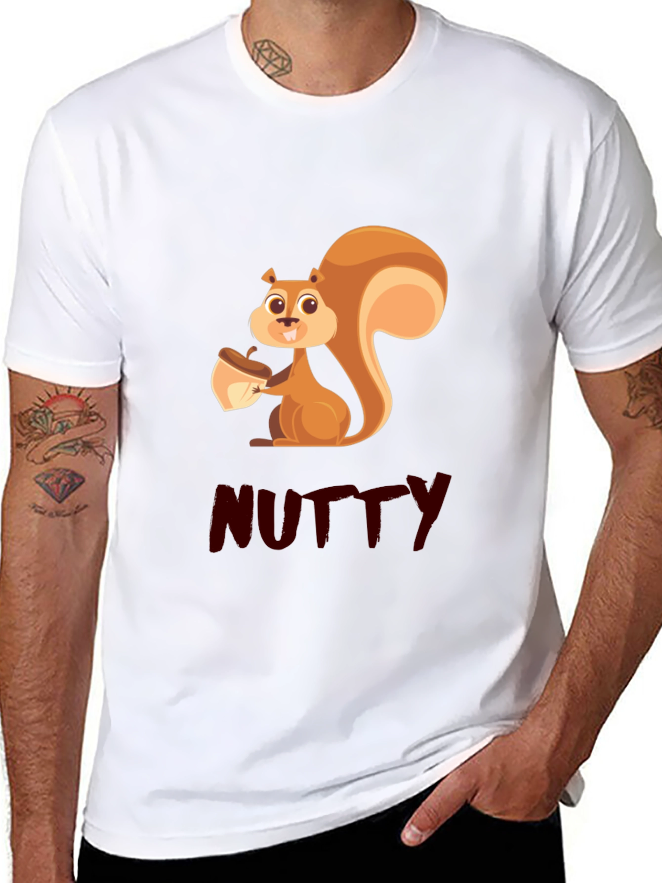 Nutty Squirrel Graphic Tee - Black Cotton T-Shirt