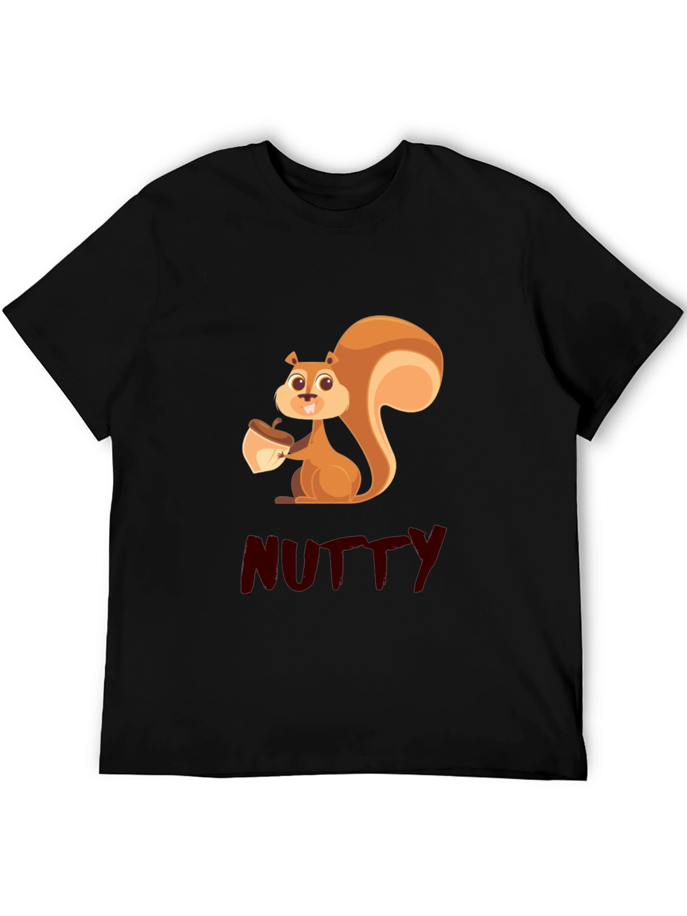 Nutty Squirrel Graphic Tee - Black Cotton T-Shirt