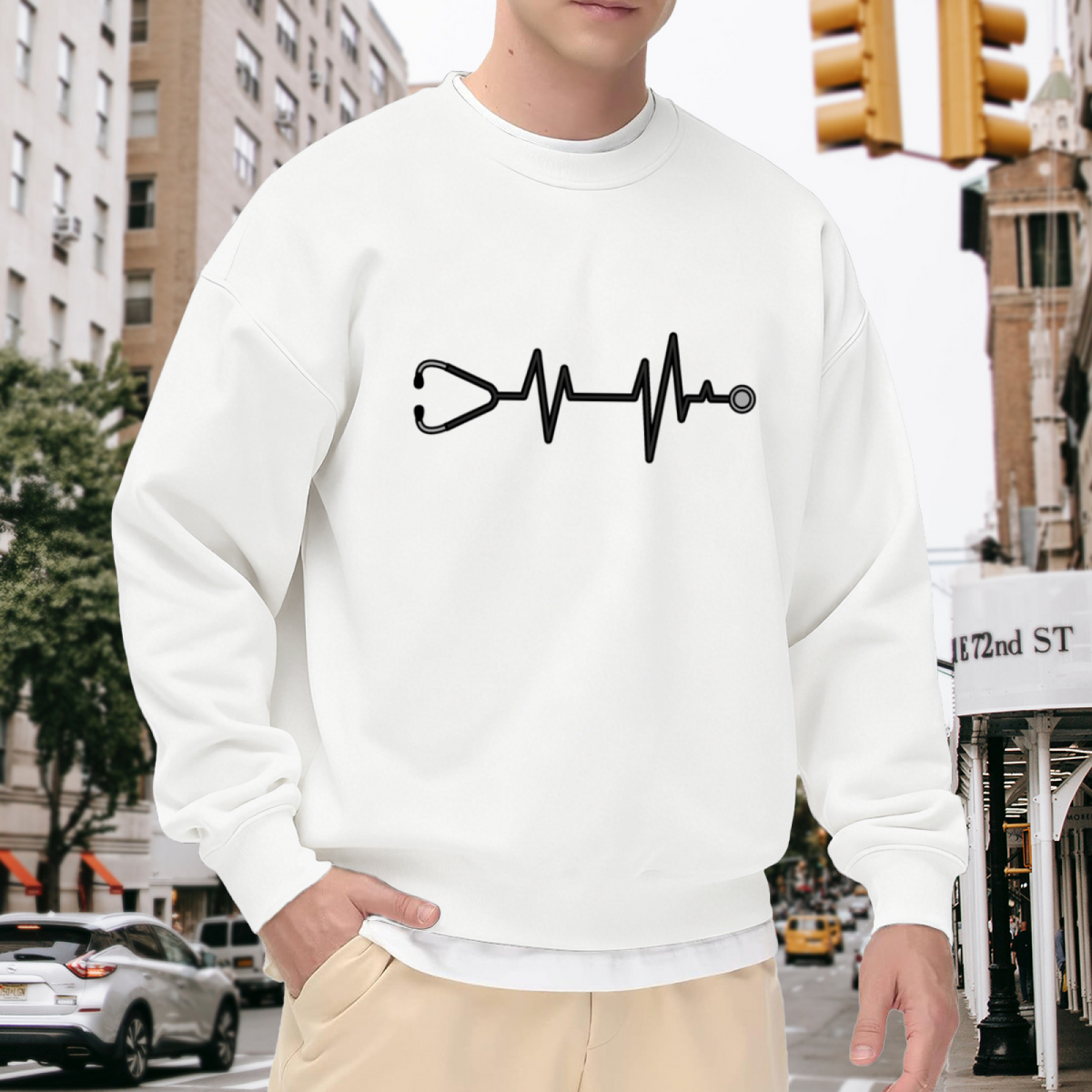 Stethoscope Medical Heartbeat Graphic ԲÁìÎÀÒÂ - Unique Design Pullover Sweatshirt