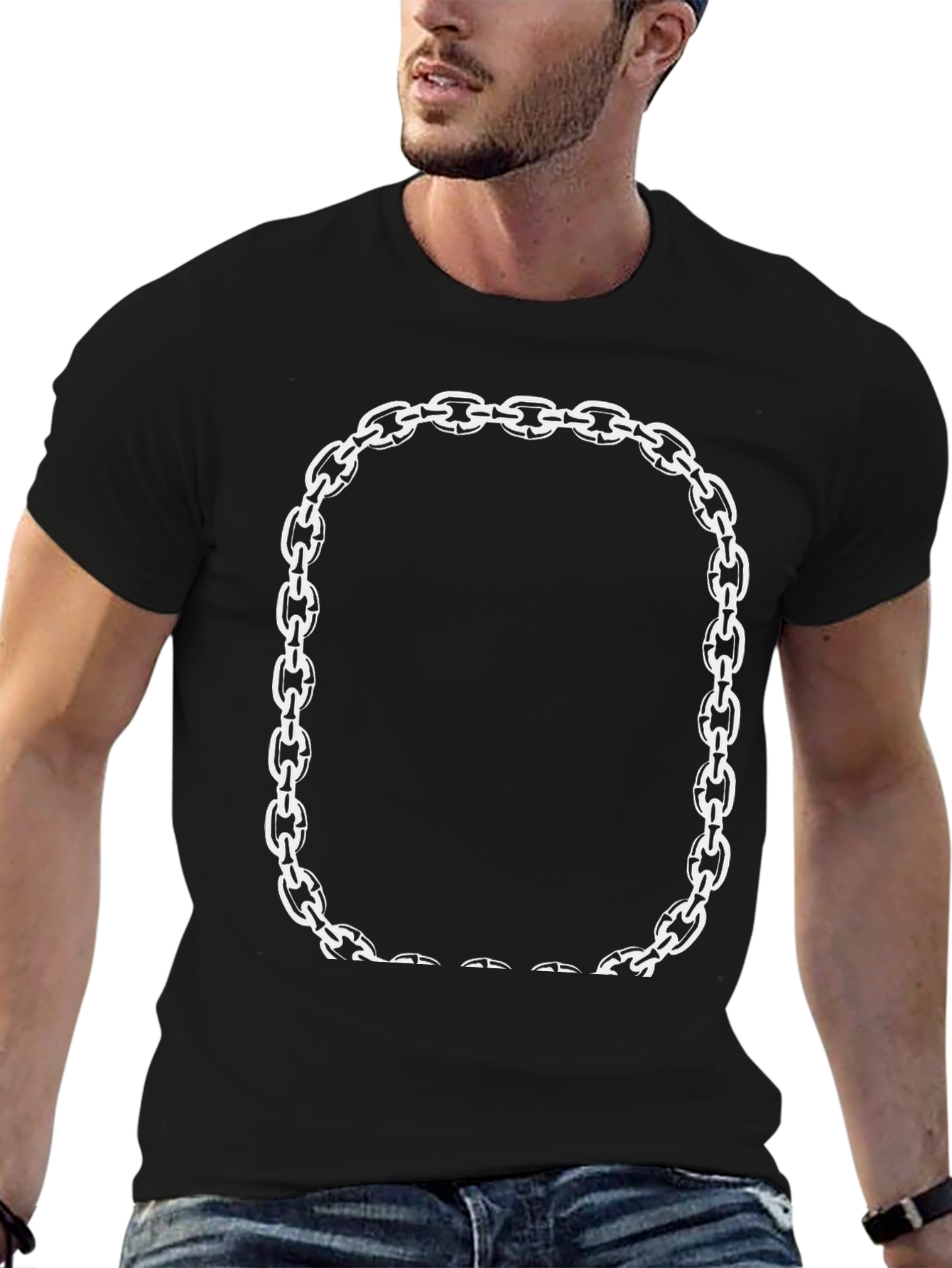 Chain Link Frame Graphic Tee - Modern Casual