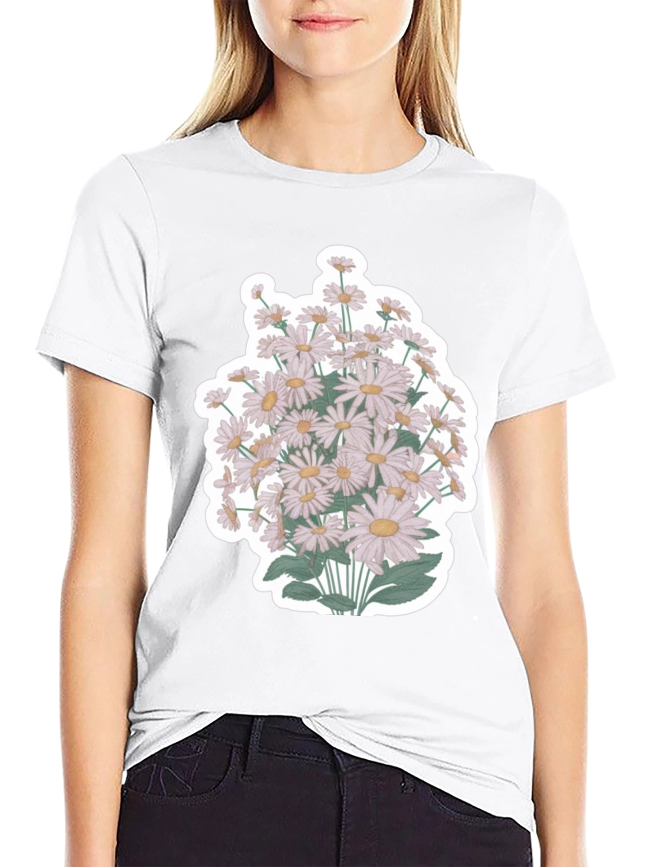 Daisy Flower Graphic T-Shirt - Mens Black Tee