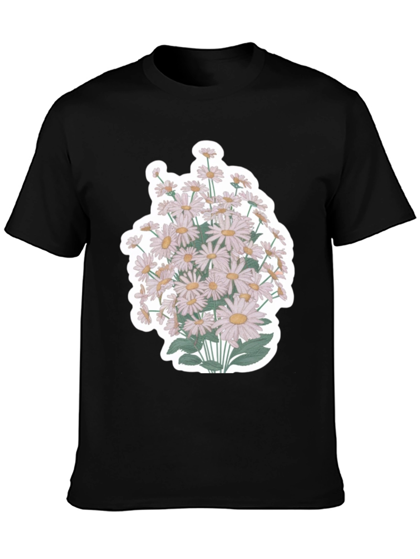 Daisy Flower Graphic T-Shirt - Mens Black Tee