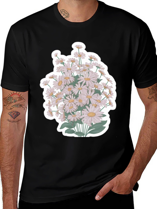 Daisy Flower Graphic T-Shirt - Mens Black Tee