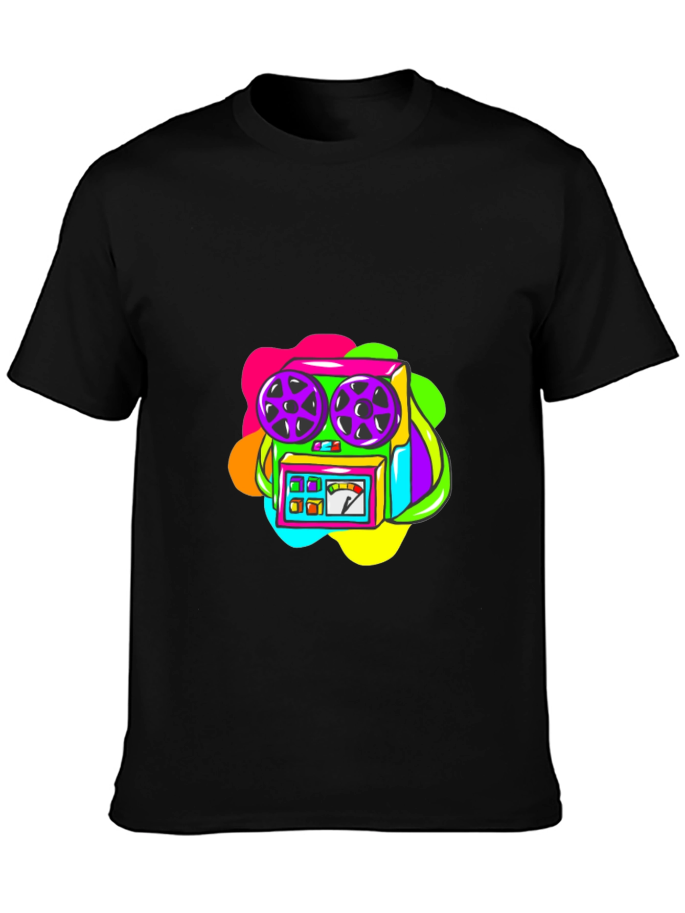 Retro Recorder Graphic T-Shirt - Black