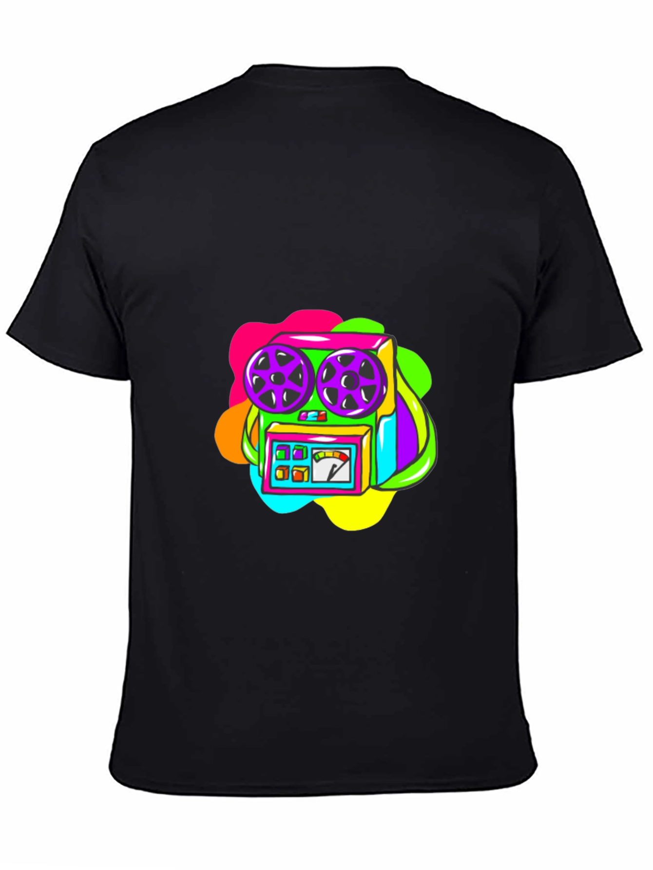 Retro Recorder Graphic T-Shirt - Black