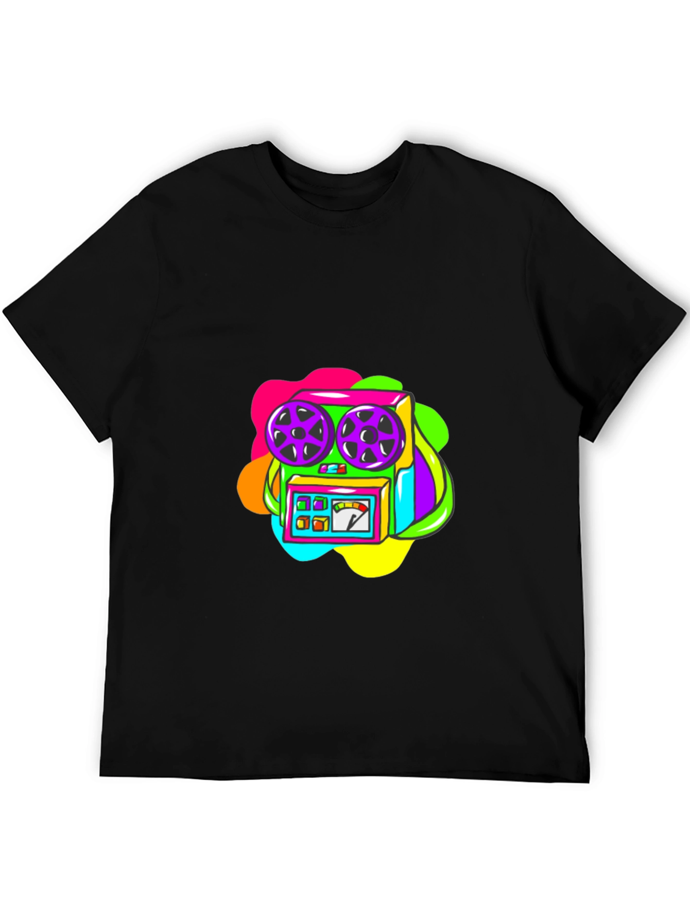 Retro Recorder Graphic T-Shirt - Black