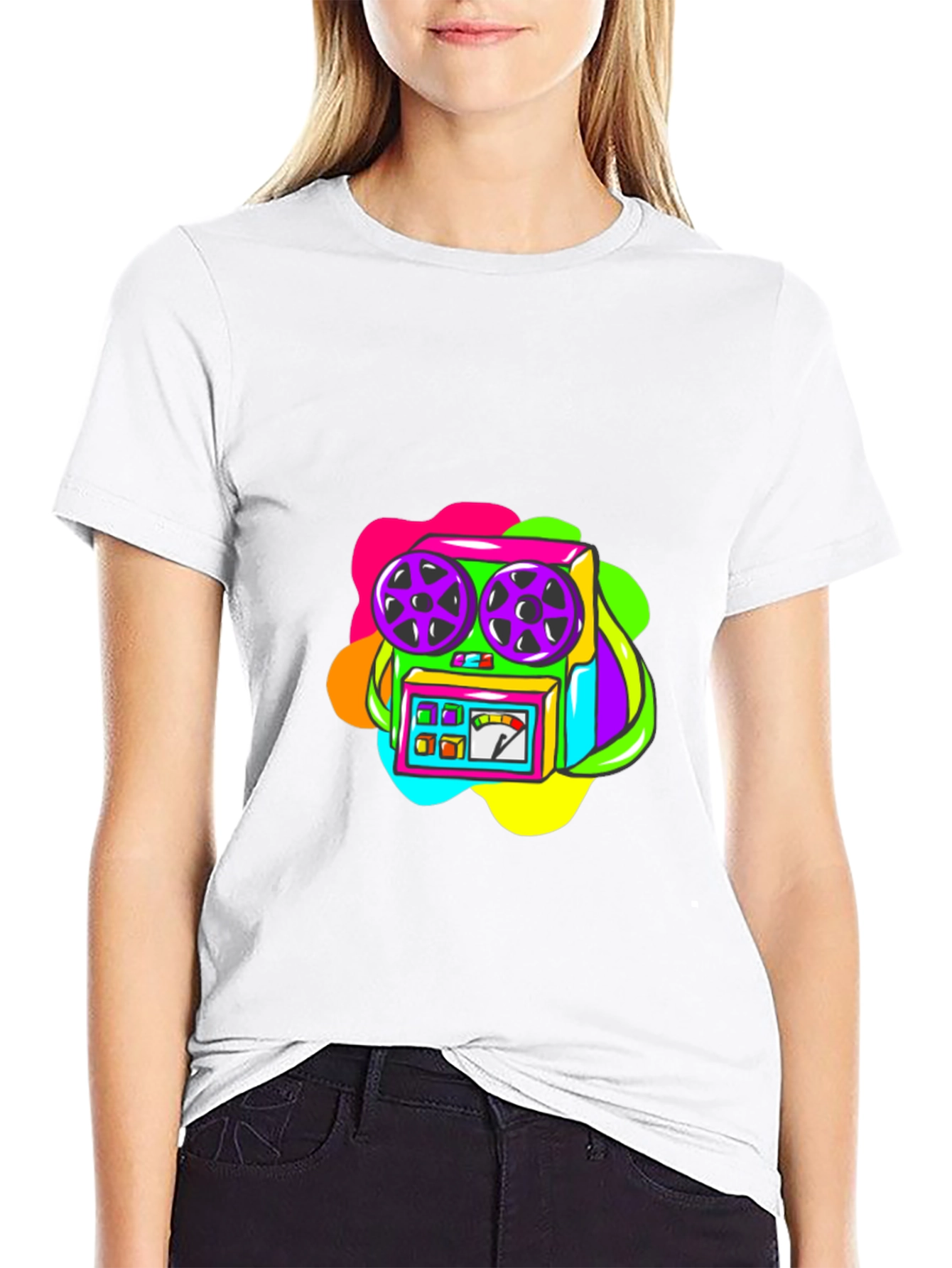 Retro Recorder Graphic T-Shirt - Black